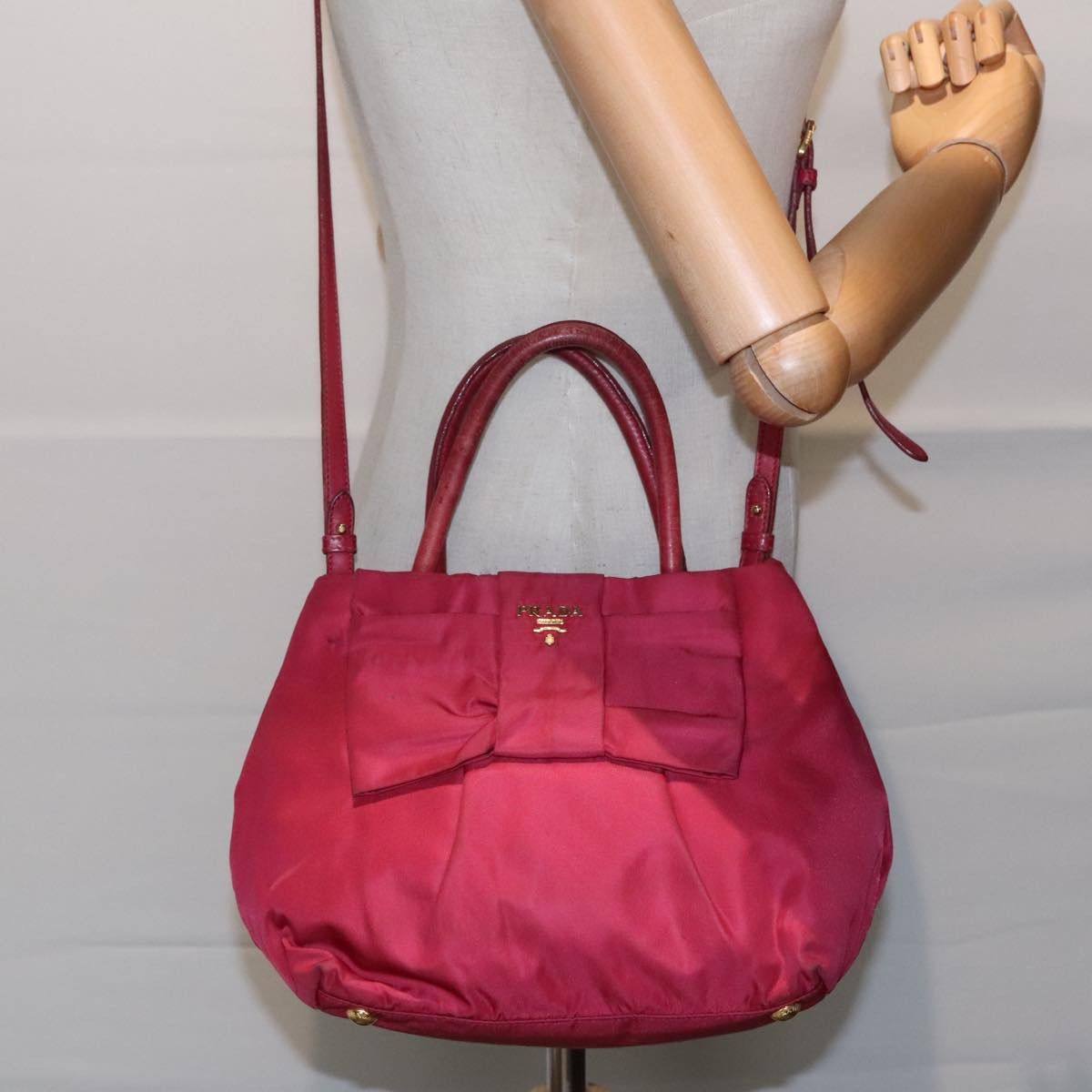 Prada Ribbon Pink Synthetic Shoulder Bag (Pre-Owned) Size ONE SIZE - 16 Thumbnail