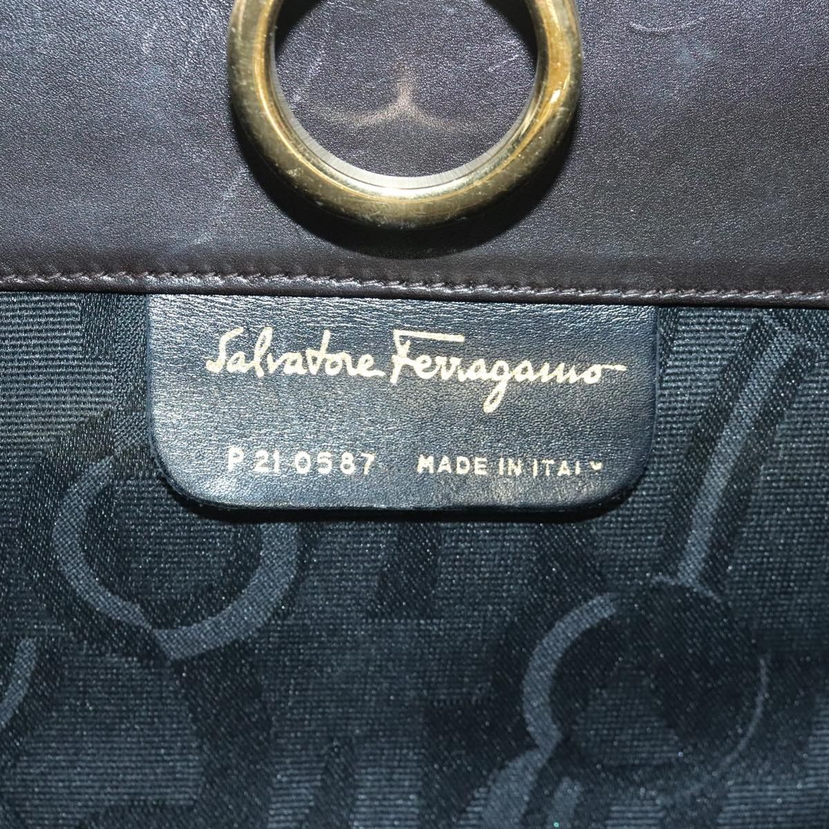 Salvatore Ferragamo Gancini Brown Leather Shoulder Bag (Pre-Owned) Size ONE SIZE - 14 Thumbnail