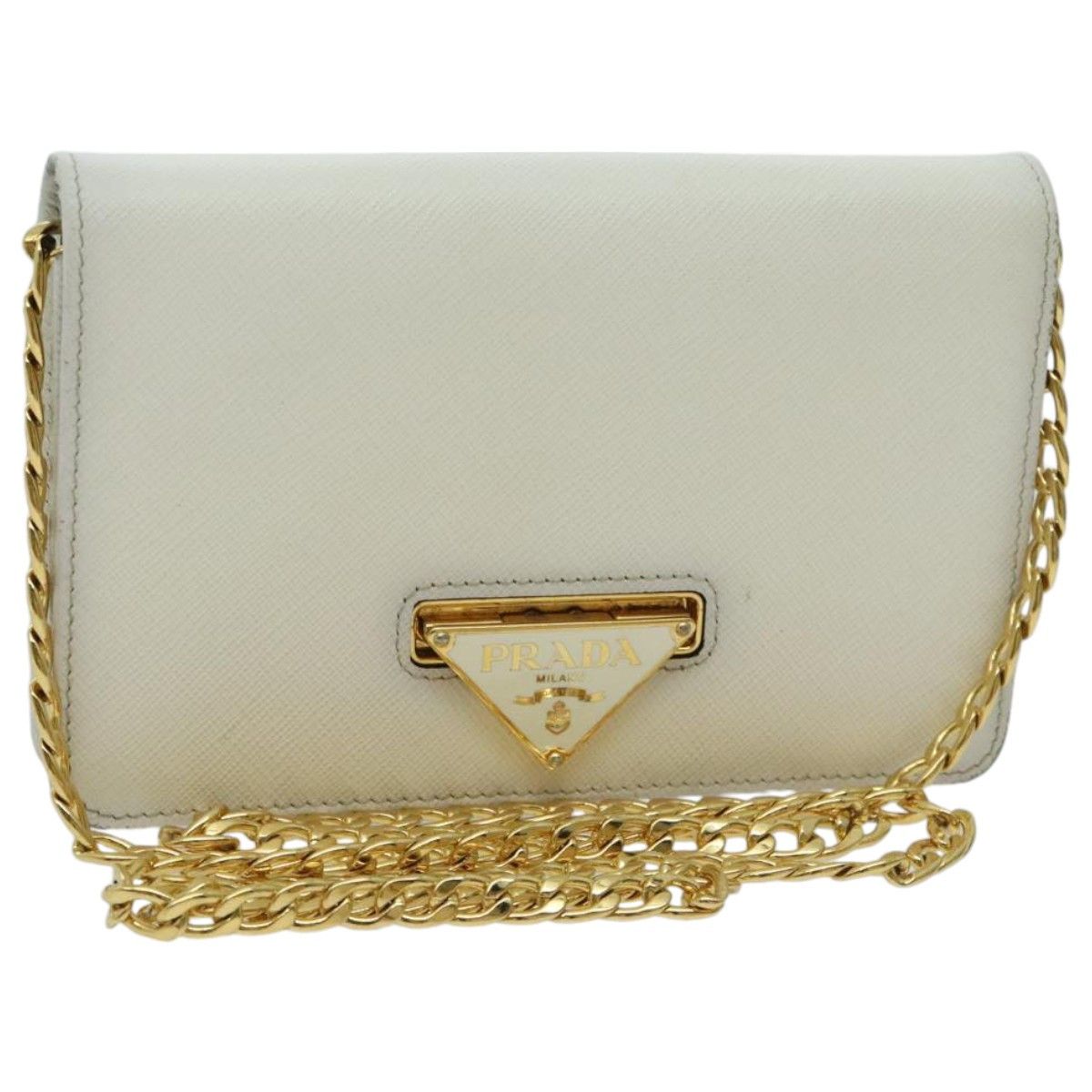 Prada Saffiano White Leather Clutch Bag (Pre-Owned) Size ONE SIZE - 17 Thumbnail