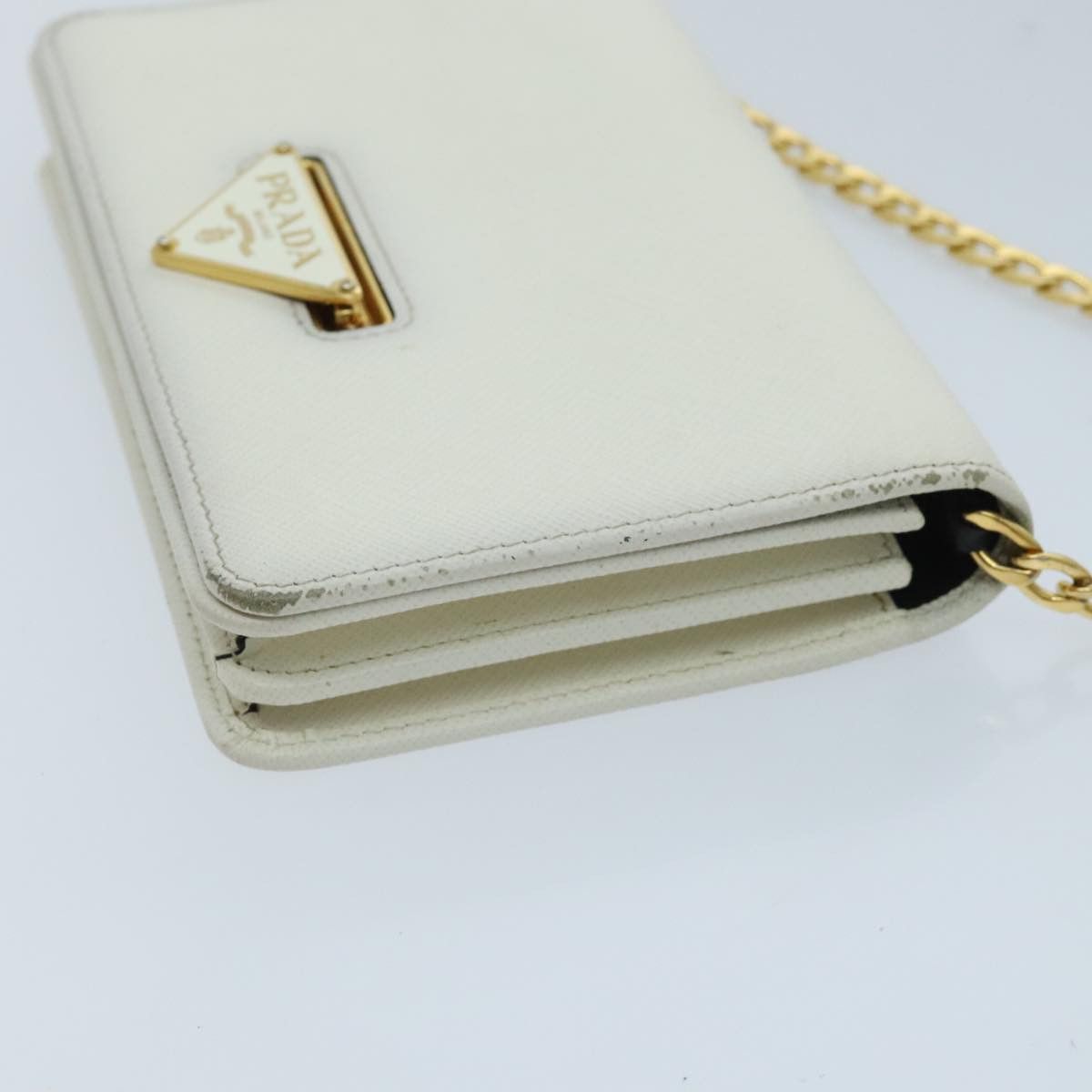 Prada Saffiano White Leather Clutch Bag (Pre-Owned) Size ONE SIZE - 4 Thumbnail