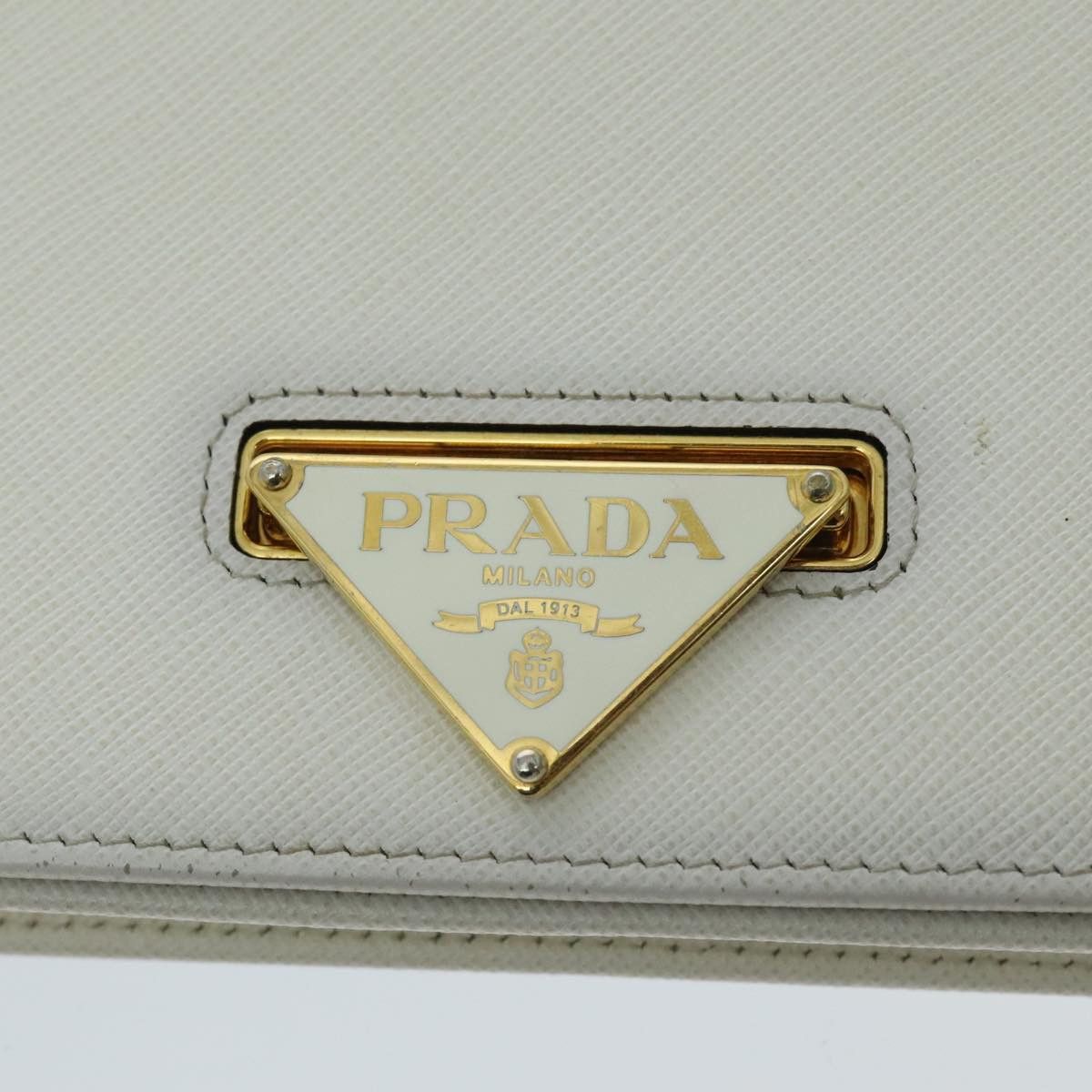 Prada Saffiano White Leather Clutch Bag (Pre-Owned) Size ONE SIZE - 14 Thumbnail