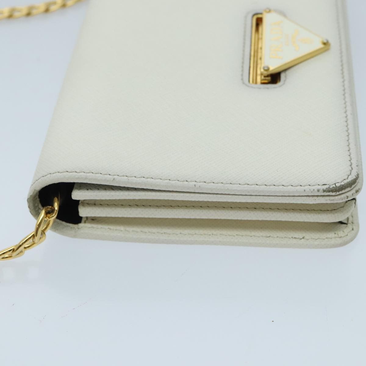 Prada Saffiano White Leather Clutch Bag (Pre-Owned) Size ONE SIZE - 3 Thumbnail