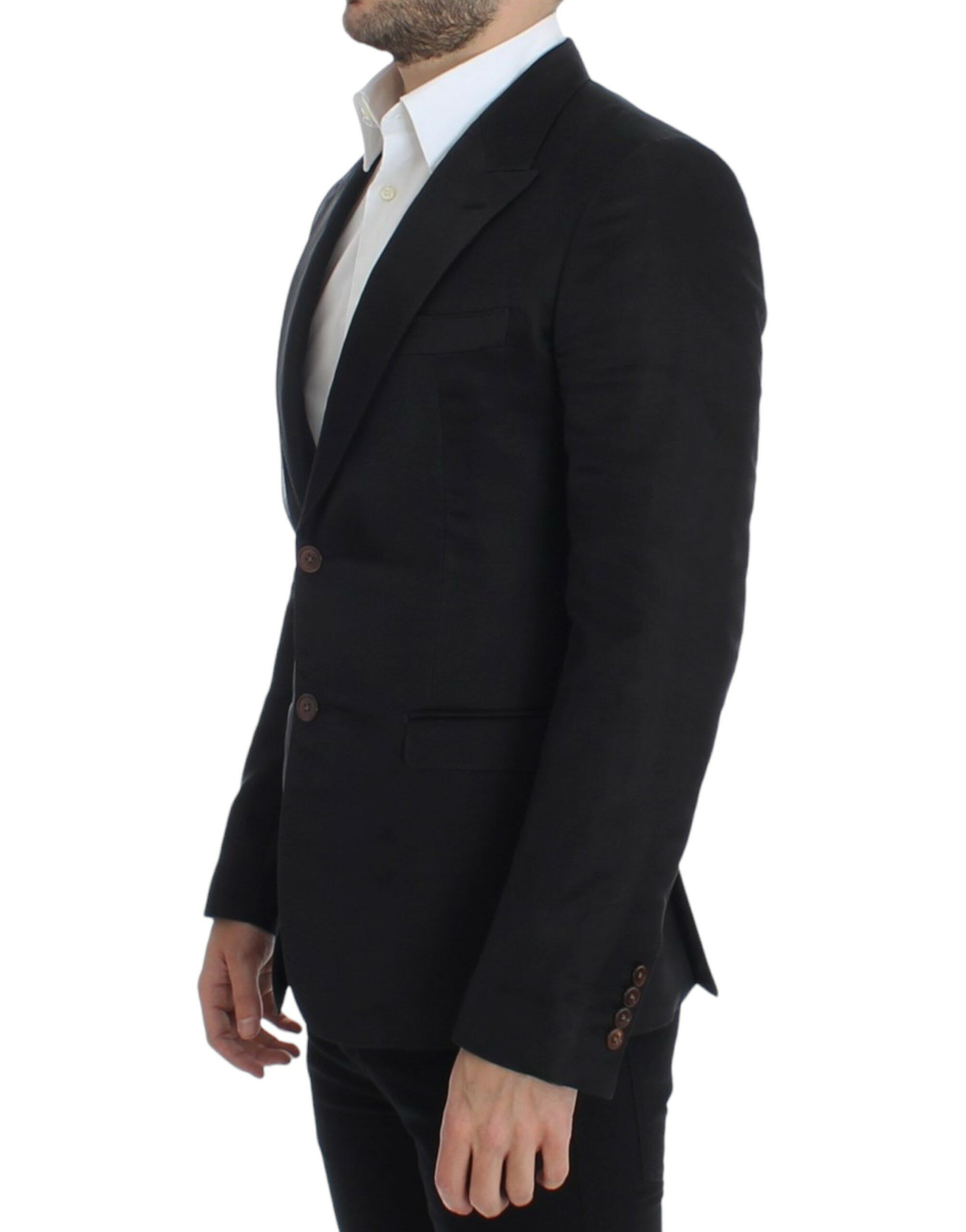 Dolce & Gabbana Elegant Black Silk Blend Two-Button Men's Blazer Size 38R - 2 Thumbnail