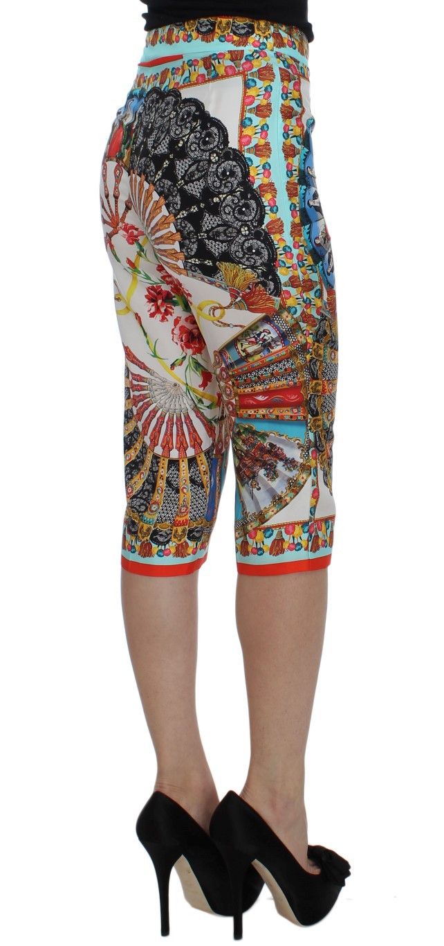 Dolce & Gabbana Multicolor Majolica Silk Capri Women's Pants Size 26" / US 2 / IT 38 - 4 Thumbnail