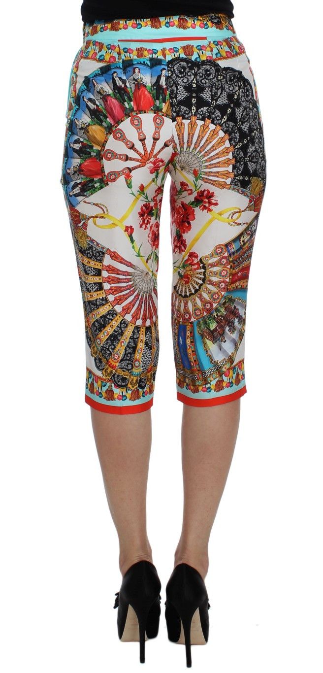 Dolce & Gabbana Multicolor Majolica Silk Capri Women's Pants Size 26" / US 2 / IT 38 - 3 Thumbnail
