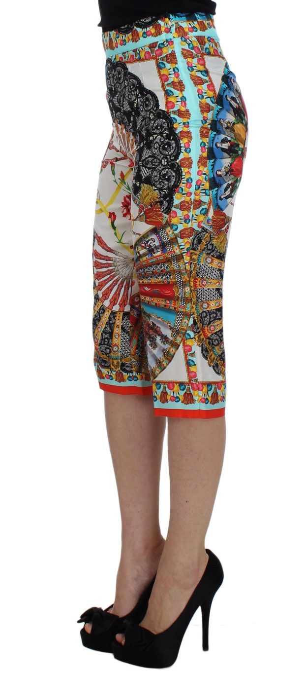 Dolce & Gabbana Multicolor Majolica Silk Capri Women's Pants Size 26" / US 2 / IT 38 - 2 Thumbnail