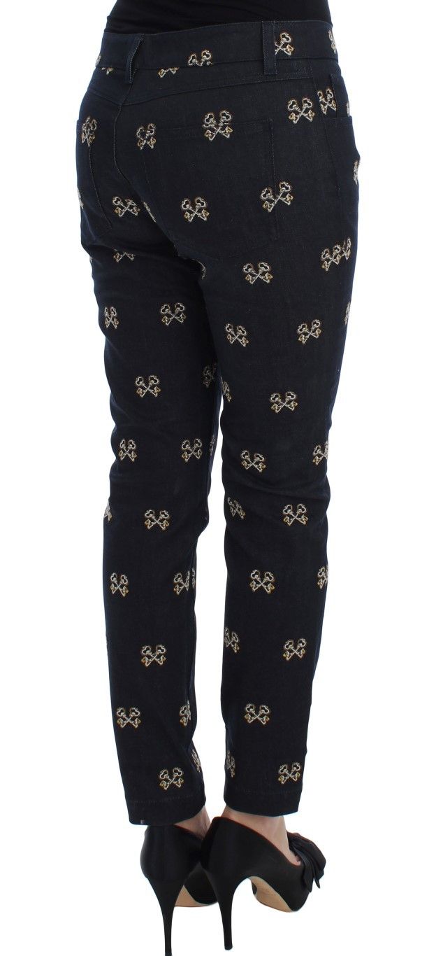 Dolce & Gabbana Elegant Embroidered Slim Fit Denim Women's Jeans Size 30" / US 8 / IT 44 - 4 Thumbnail