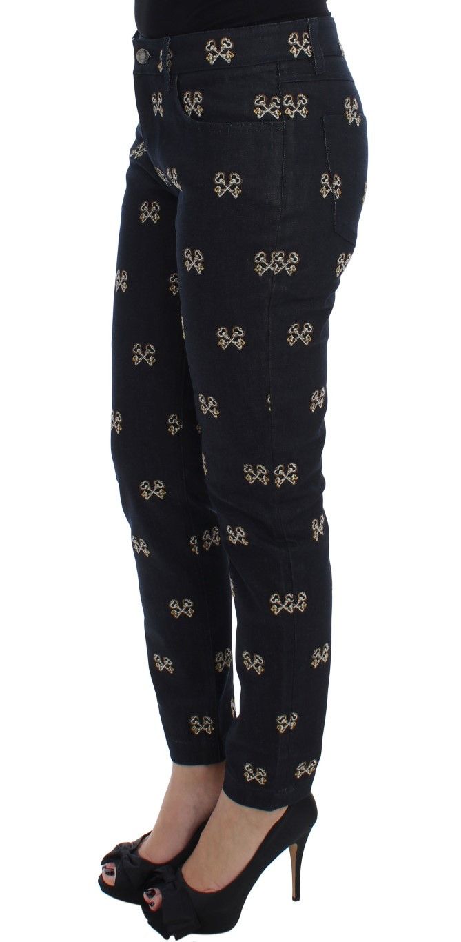 Dolce & Gabbana Elegant Embroidered Slim Fit Denim Women's Jeans Size 30" / US 8 / IT 44 - 2 Thumbnail