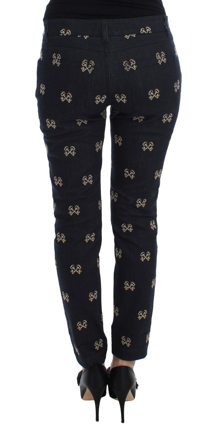 Dolce & Gabbana Elegant Embroidered Slim Fit Denim Women's Jeans Size 30" / US 8 / IT 44 - 3 Thumbnail