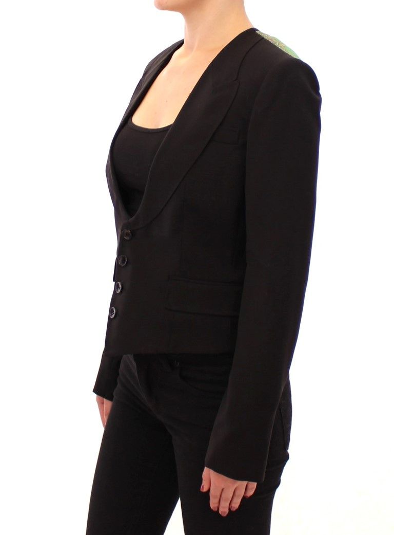 Dolce & Gabbana Elegant Silk-Blend Black Blazer with Scarf Back Women's Size S / US 4 / IT 40 - 2 Thumbnail