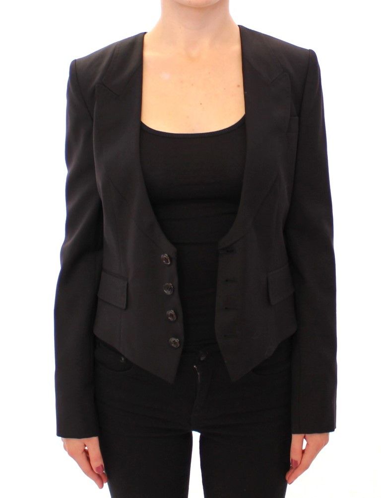 Dolce & Gabbana Elegant Silk-Blend Black Blazer with Scarf Back Women's Size S / US 4 / IT 40 - 5 Thumbnail