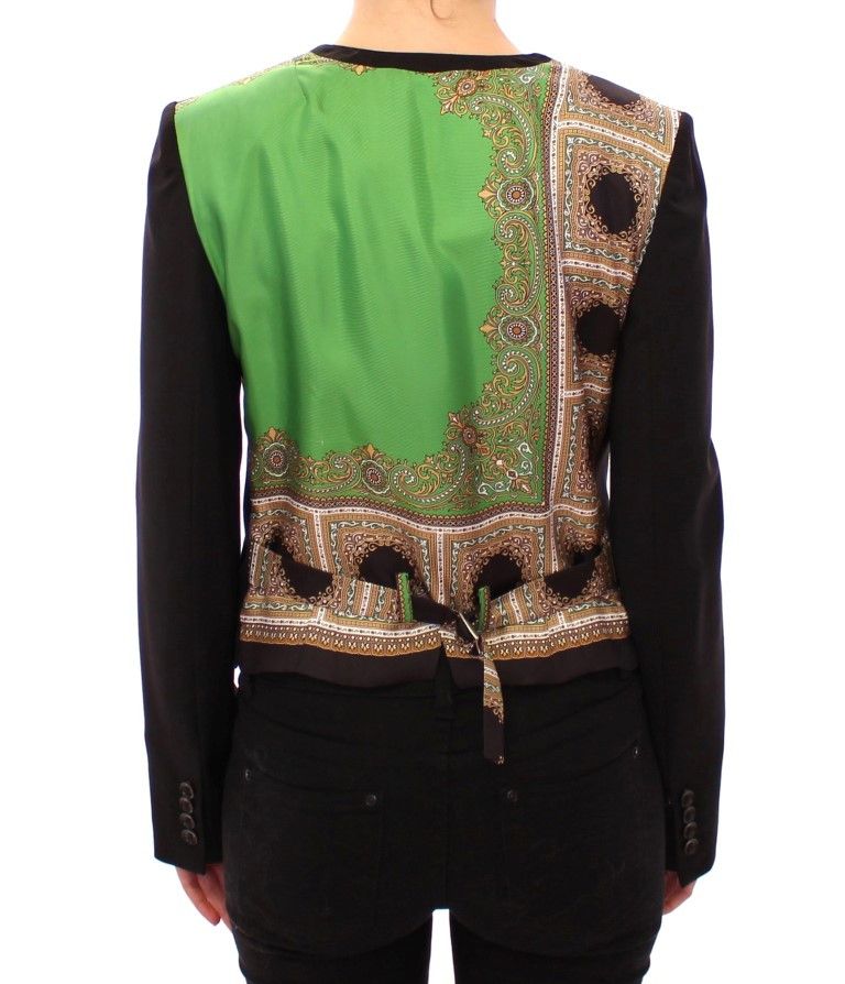 Dolce & Gabbana Elegant Silk-Blend Black Blazer with Scarf Back Women's Size S / US 4 / IT 40 - 3 Thumbnail