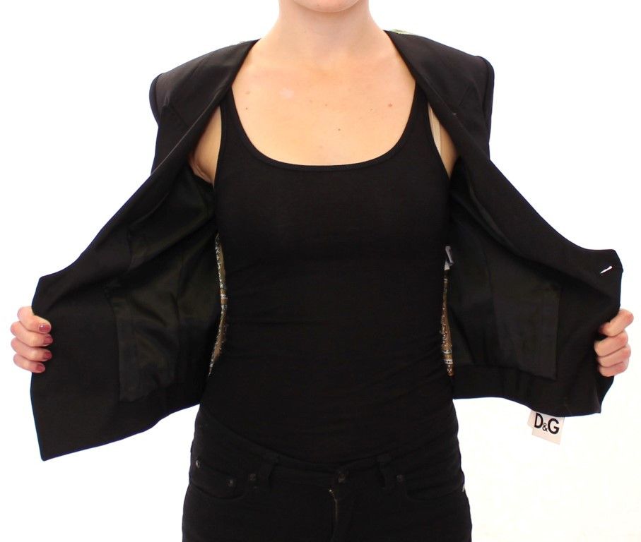 Dolce & Gabbana Elegant Silk-Blend Black Blazer with Scarf Back Women's Size S / US 4 / IT 40 - 6 Thumbnail