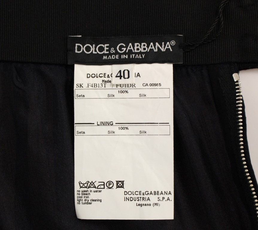 Dolce & Gabbana Elegant Silk Black Skirt for Women's Evenings Size 27" / US 4 / IT 40 - 6 Thumbnail
