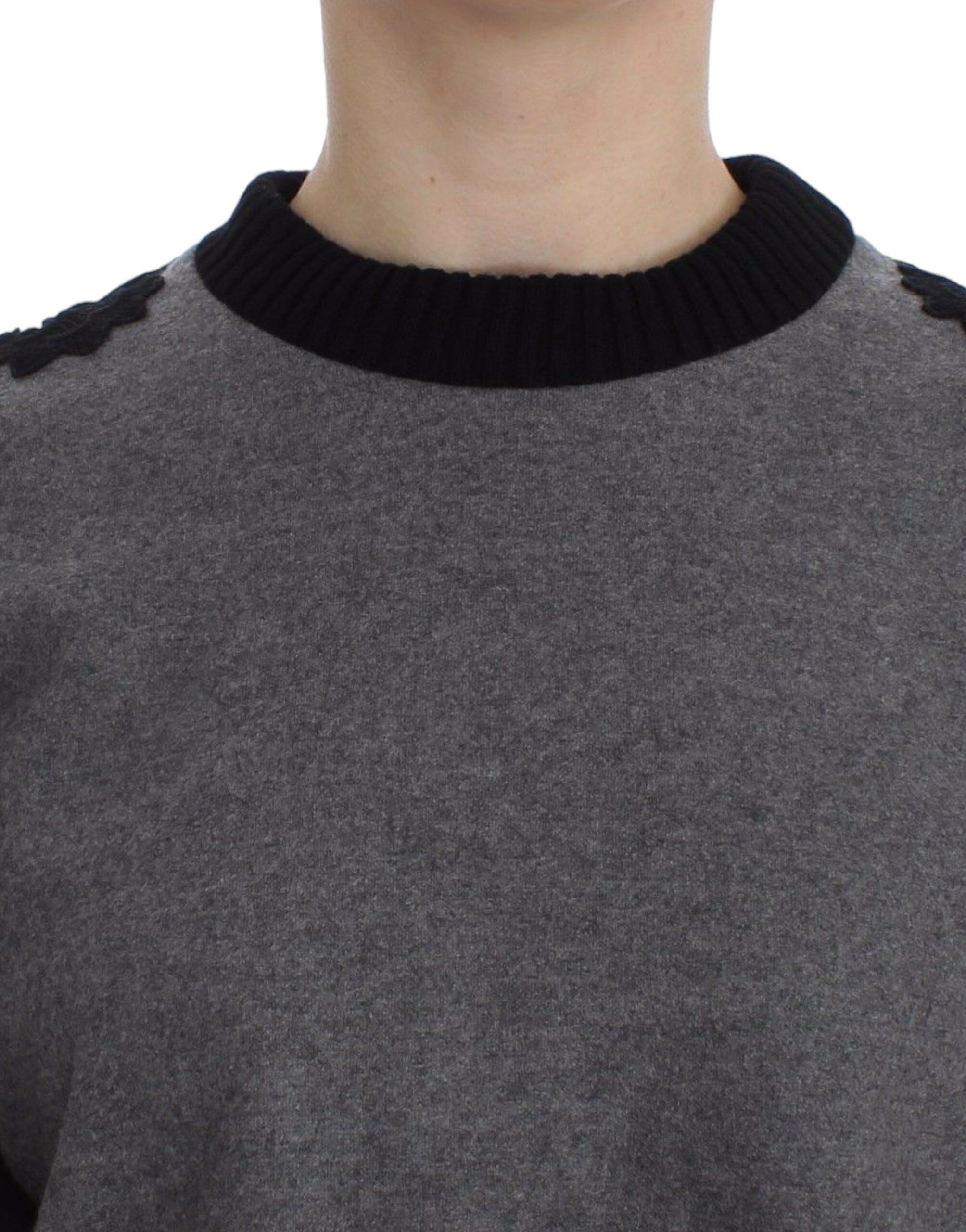 Dolce & Gabbana Elegant Gray Cashmere Blend Lace Women's Sweater Size M / US 6-8 / IT 42-44 - 4 Thumbnail