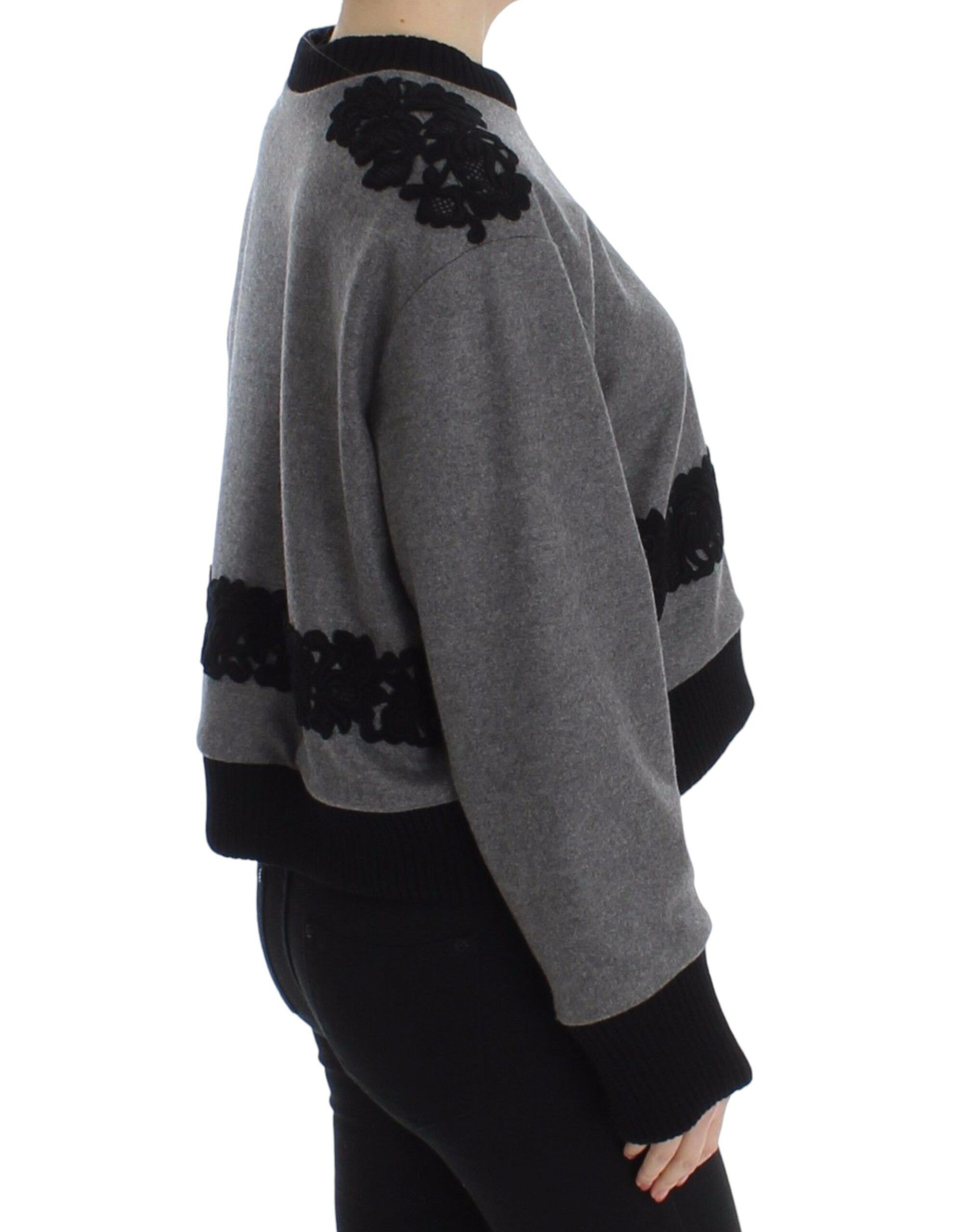 Dolce & Gabbana Elegant Gray Cashmere Blend Lace Women's Sweater Size M / US 6-8 / IT 42-44 - 3 Thumbnail