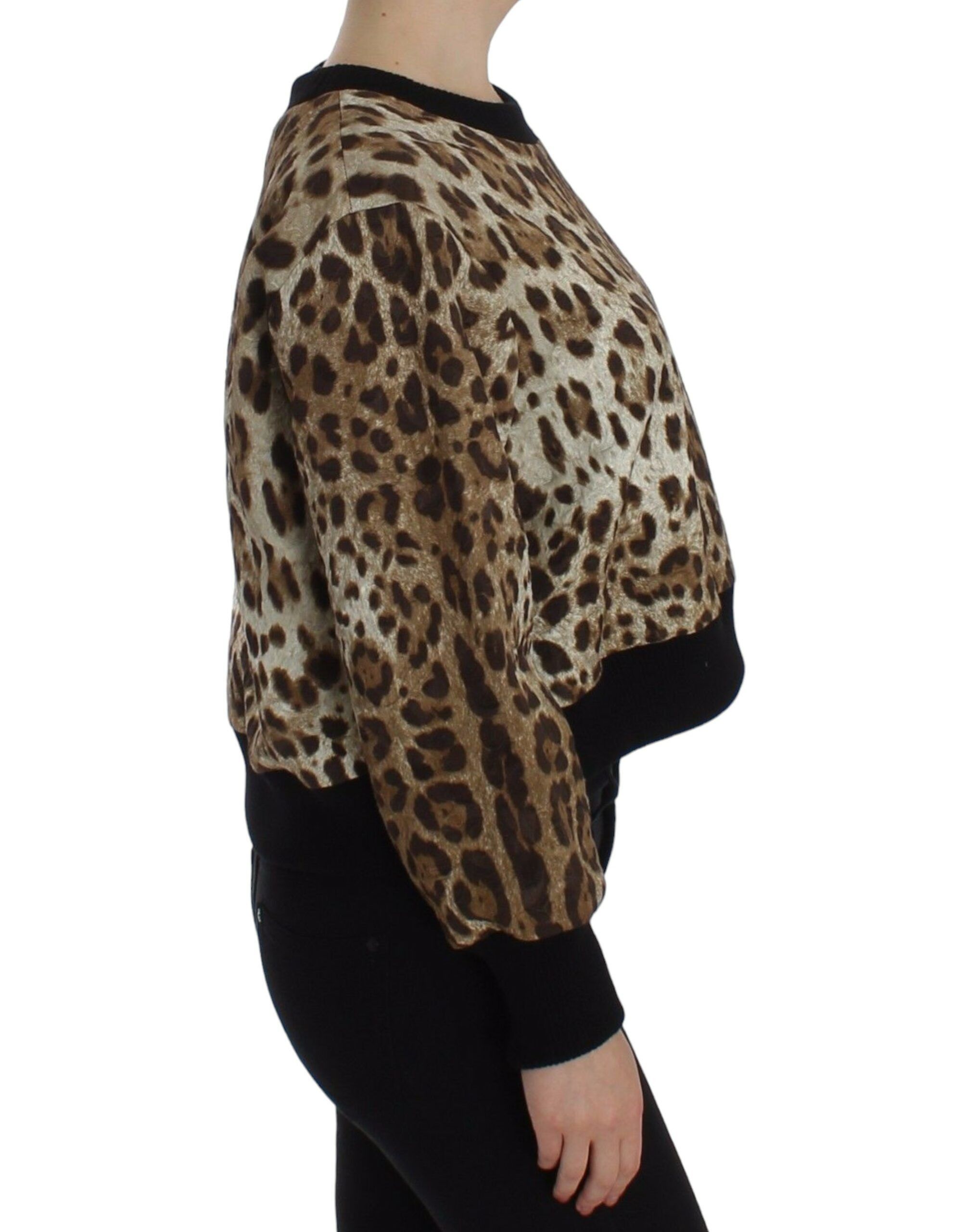 Dolce & Gabbana Elegant Leopard Print Short Sweater Women's Top Size M / US 6-8 / IT 42-44 - 4 Thumbnail