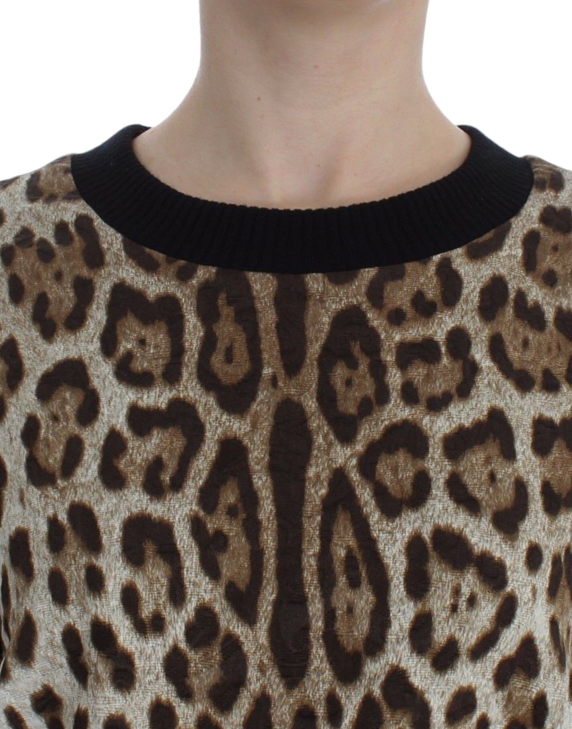 Dolce & Gabbana Elegant Leopard Print Short Sweater Women's Top Size M / US 6-8 / IT 42-44 - 5 Thumbnail