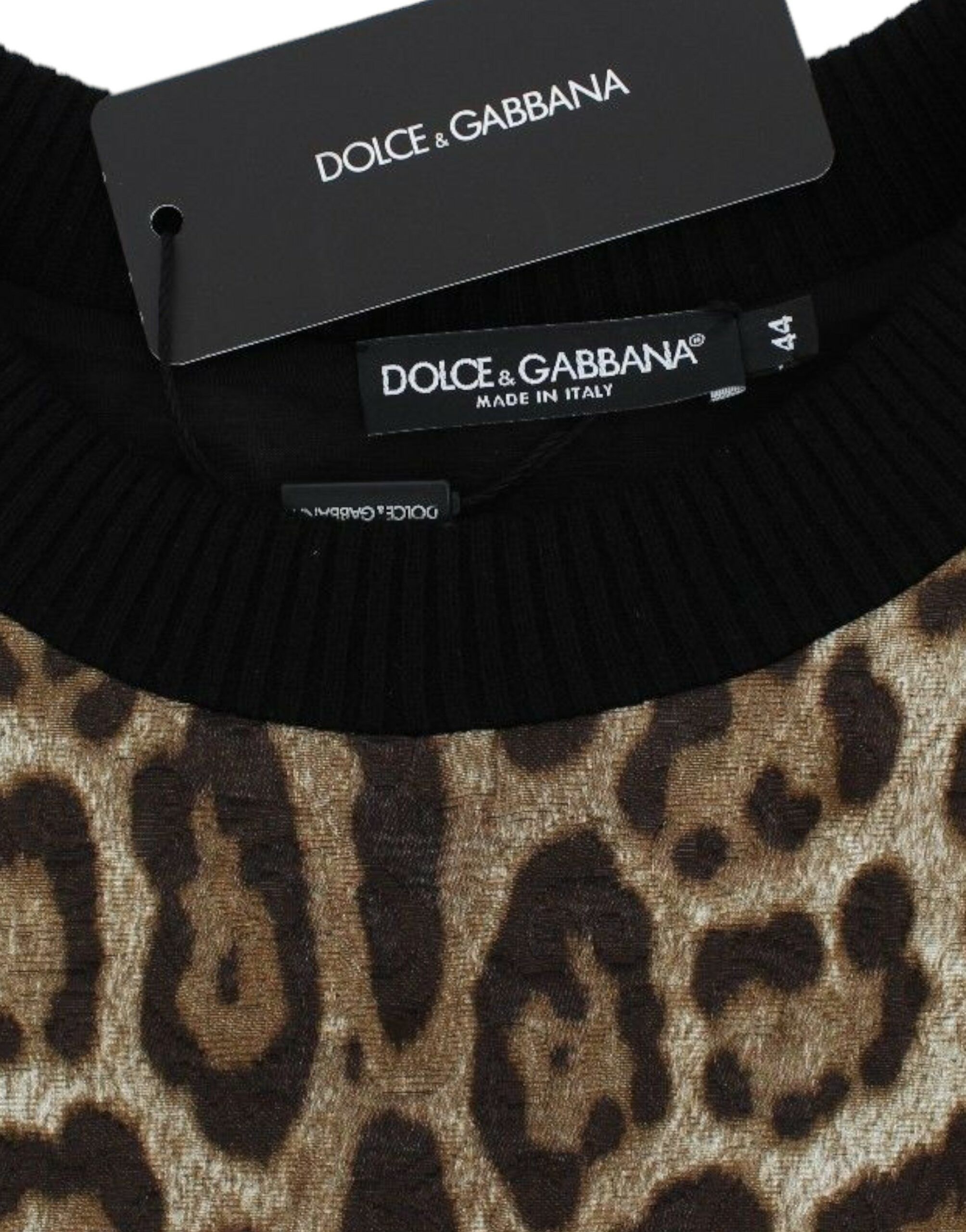 Dolce & Gabbana Elegant Leopard Print Short Sweater Women's Top Size M / US 6-8 / IT 42-44 - 6 Thumbnail