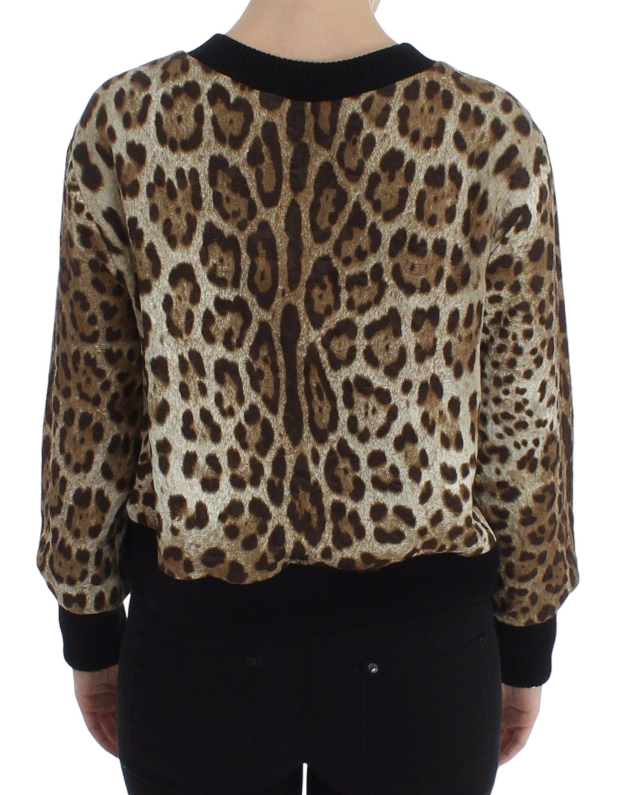 Dolce & Gabbana Elegant Leopard Print Short Sweater Women's Top Size M / US 6-8 / IT 42-44 - 3 Thumbnail