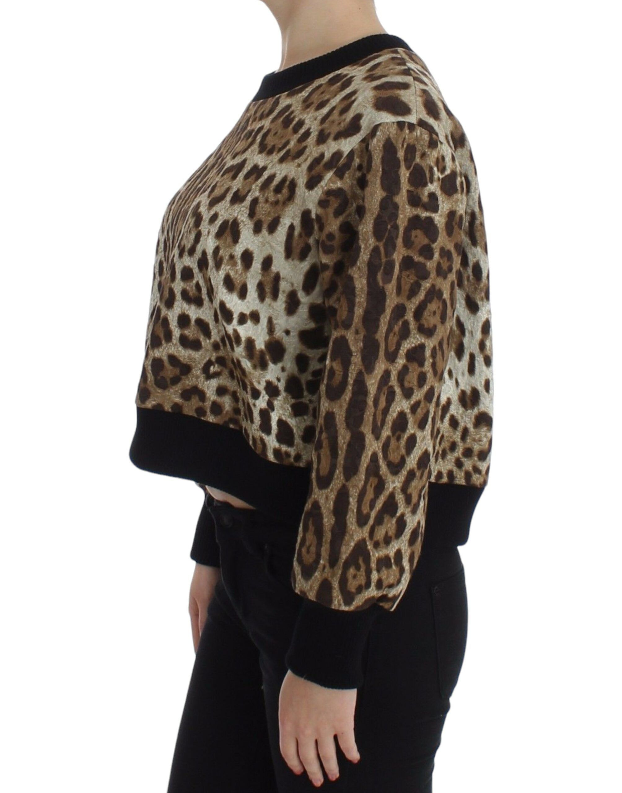 Dolce & Gabbana Elegant Leopard Print Short Sweater Women's Top Size M / US 6-8 / IT 42-44 - 2 Thumbnail