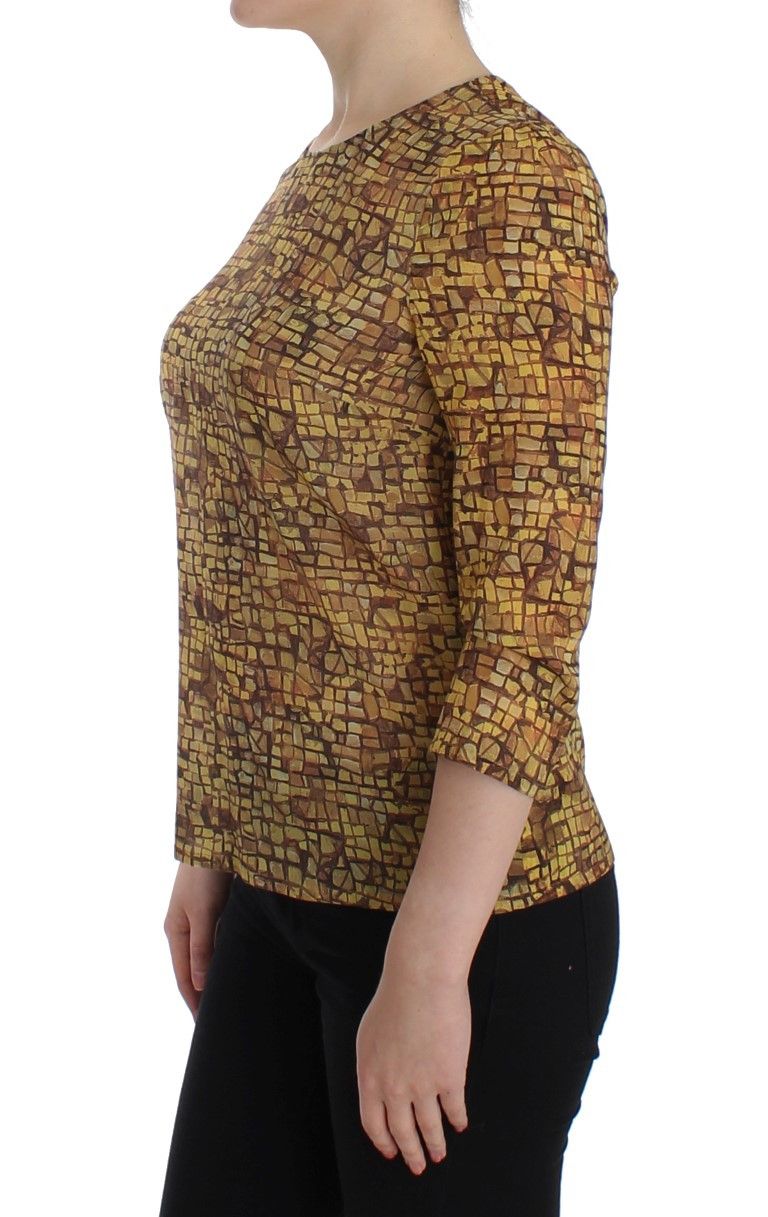 Dolce & Gabbana Sicilian Mosaic Print Silk Women's Blouse Size XS / US 0-2 / IT 36-38 - 2 Thumbnail