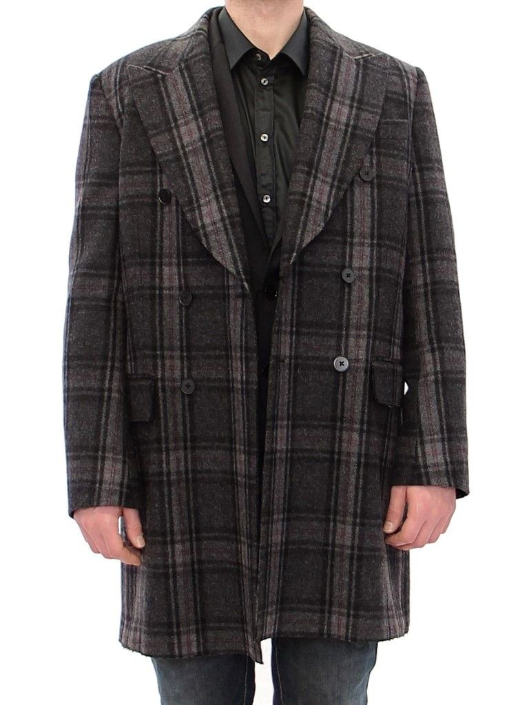 Dolce & Gabbana Sicilia Checkered Wool Blend Men's Coat Size US M / EU 48-50 / 2 - 2 Thumbnail