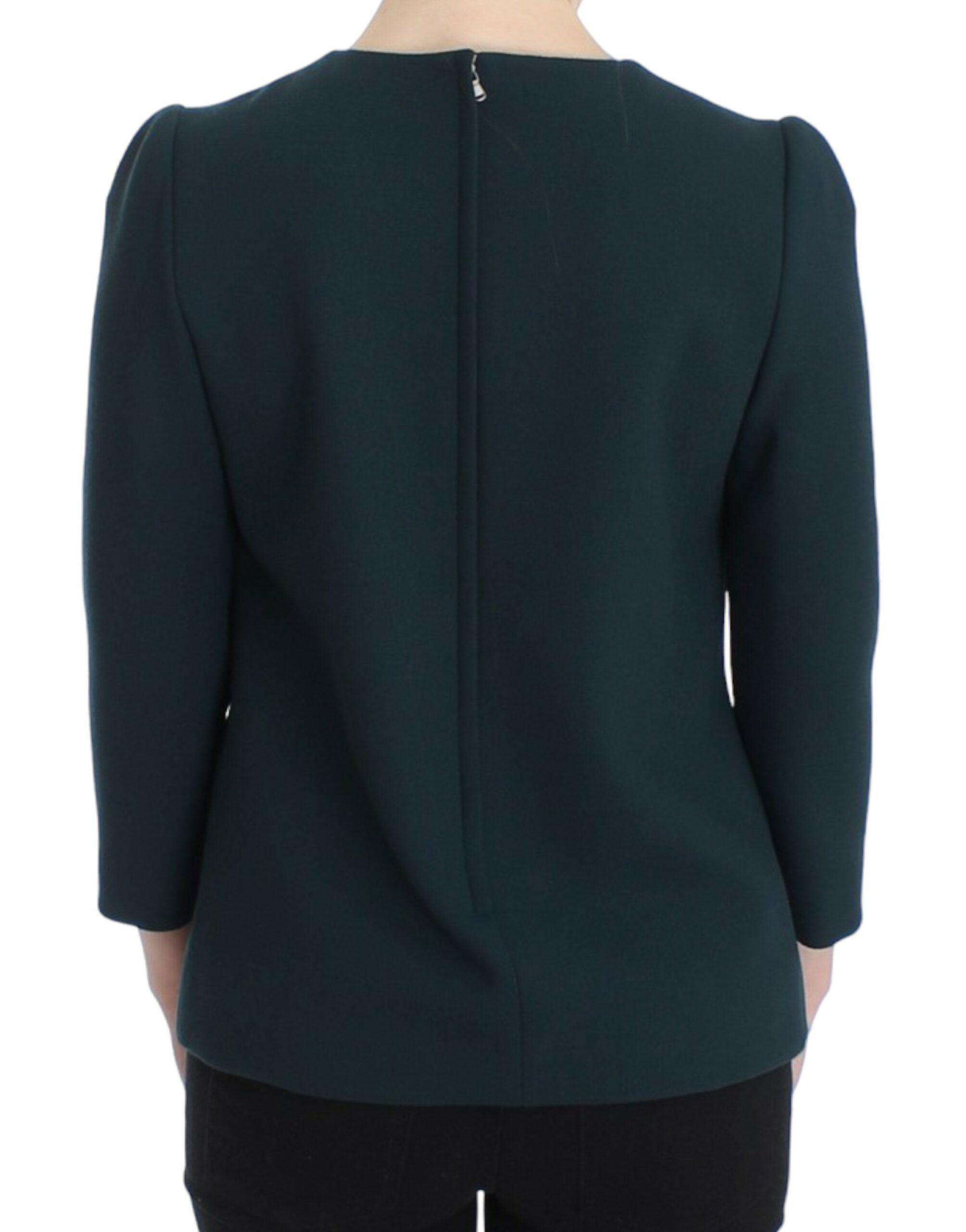 Dolce & Gabbana Enchanted Sicily Green Wool Silk Blend Women's Blouse Size S / US 4 / IT 40 - 3 Thumbnail