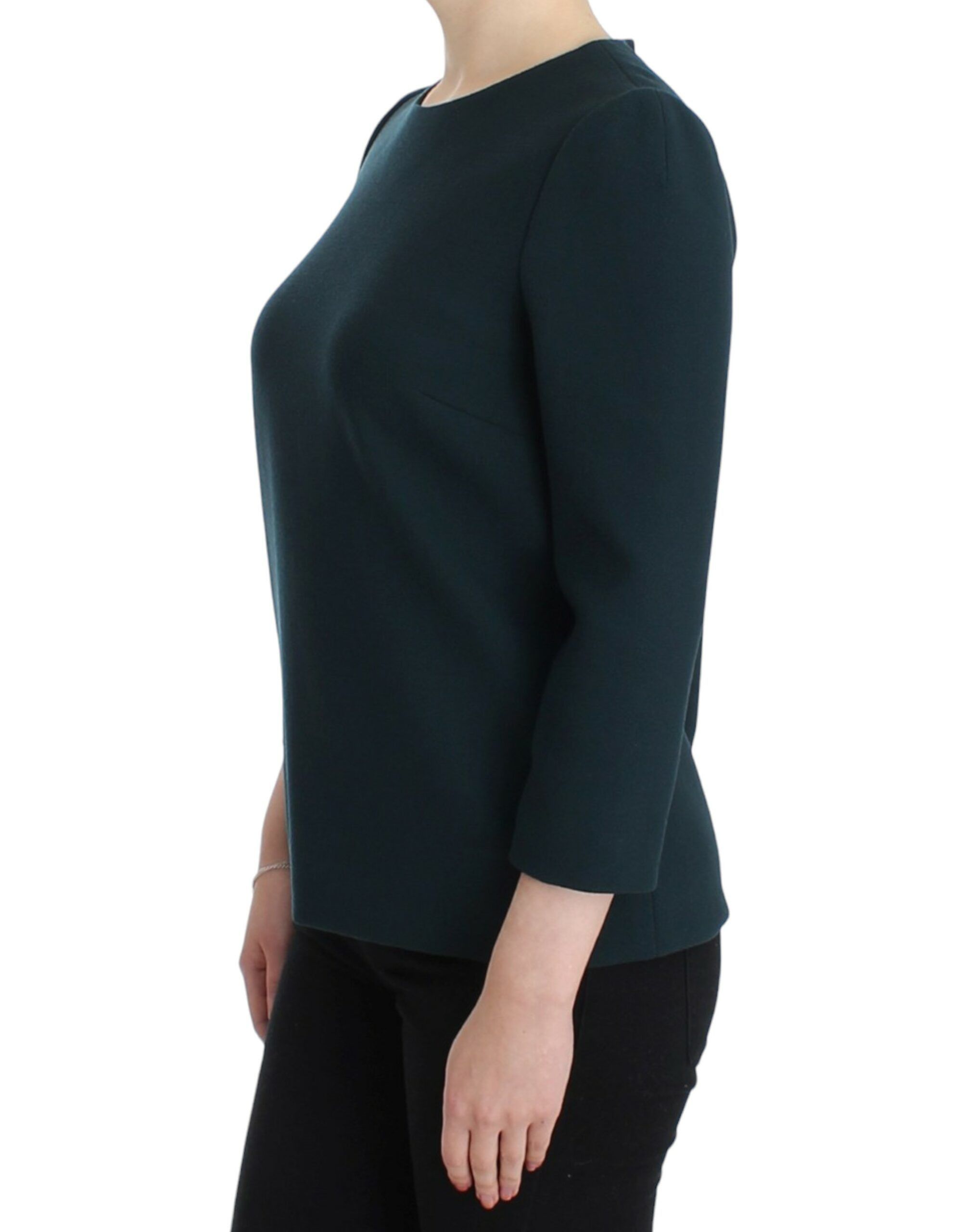 Dolce & Gabbana Enchanted Sicily Green Wool Silk Blend Women's Blouse Size S / US 4 / IT 40 - 2 Thumbnail