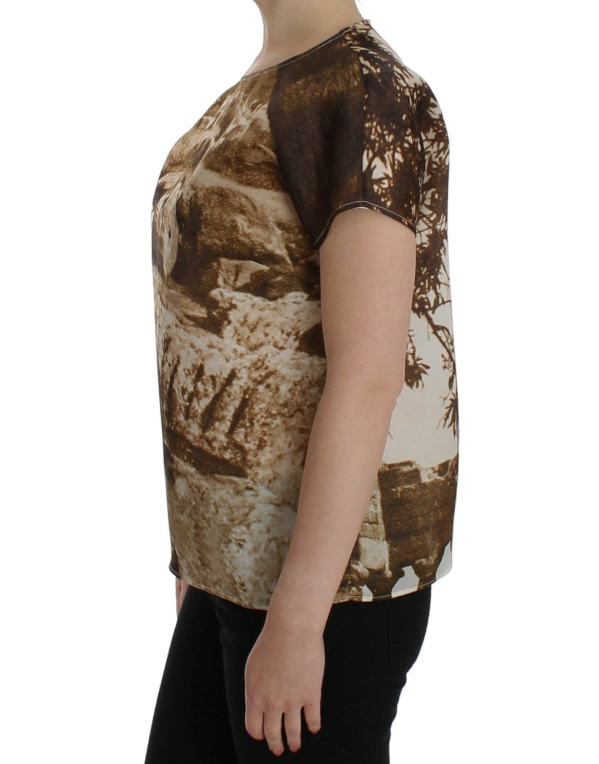Dolce & Gabbana Enchanted Sicily Taormina Print Silk Women's Blouse Size L / US 10 / IT 46 - 2 Thumbnail