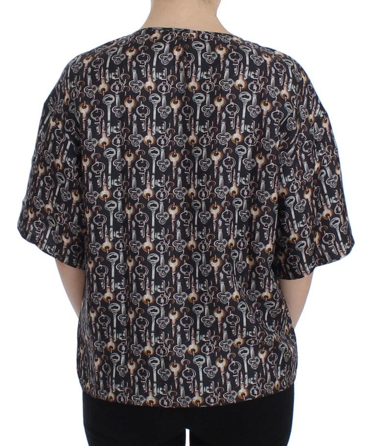 Dolce & Gabbana Enchanted Sicily Silk Blouse with Key Women's Print Size M / US 6-8 / IT 42-44 - 3 Thumbnail