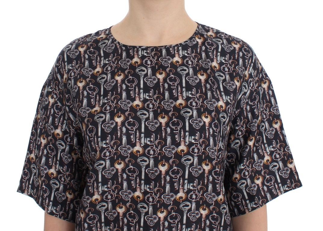 Dolce & Gabbana Enchanted Sicily Silk Blouse with Key Women's Print Size M / US 6-8 / IT 42-44 - 5 Thumbnail