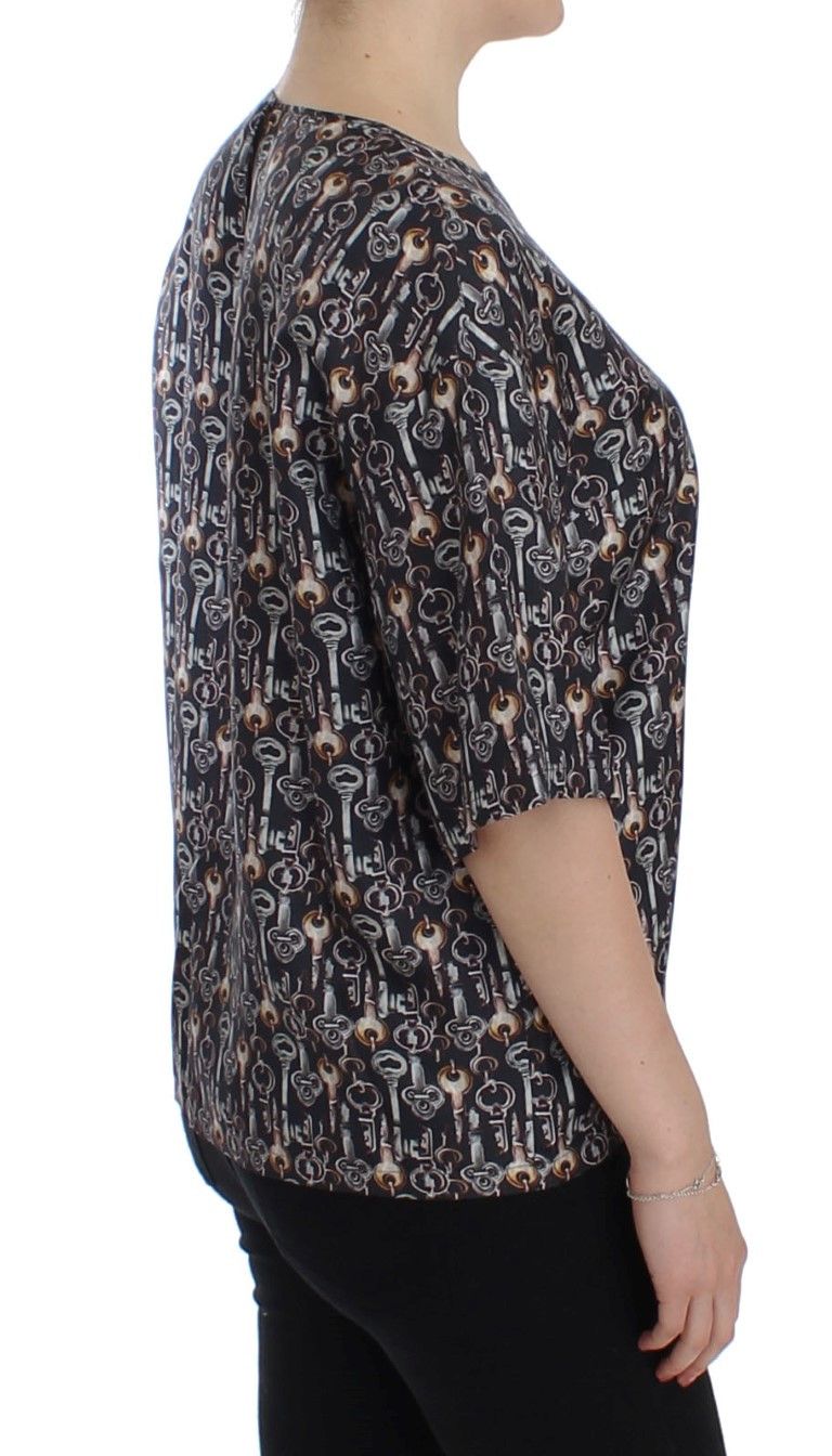 Dolce & Gabbana Enchanted Sicily Silk Blouse with Key Women's Print Size M / US 6-8 / IT 42-44 - 4 Thumbnail