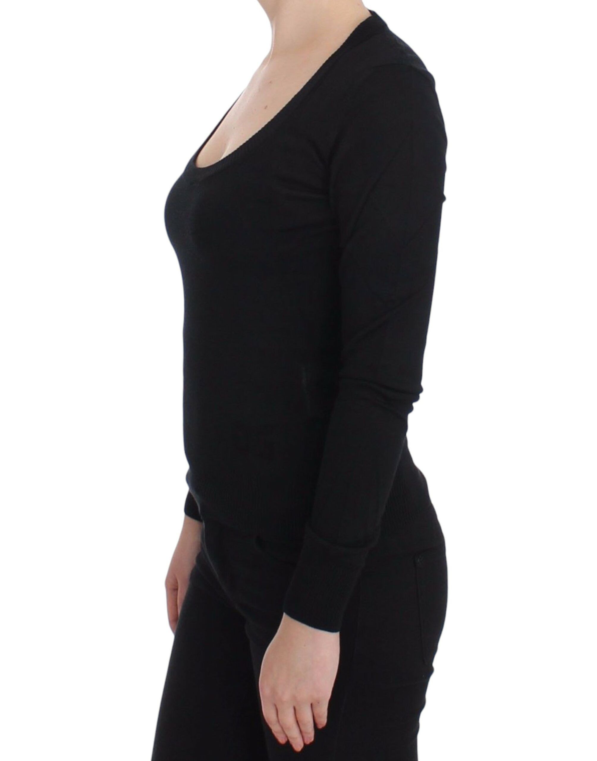 Dolce & Gabbana Elegant Black Deep Crewneck Women's Sweater Size M / US 6-8 / IT 42-44 - 2 Thumbnail