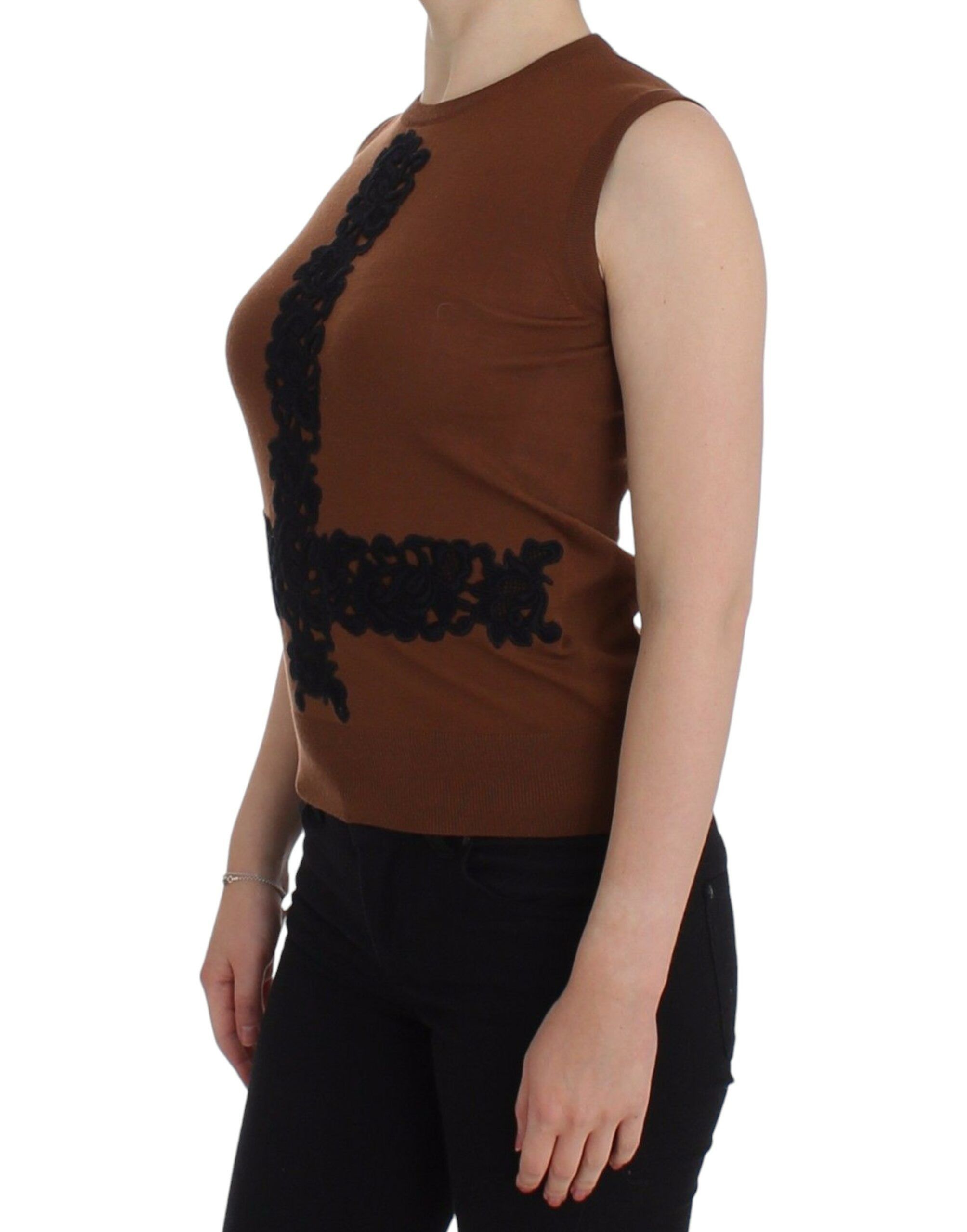 Dolce & Gabbana Timeless Wool and Lace Sleeveless Women's Vest Size XS / US 0-2 / IT 36-38 - 2 Thumbnail