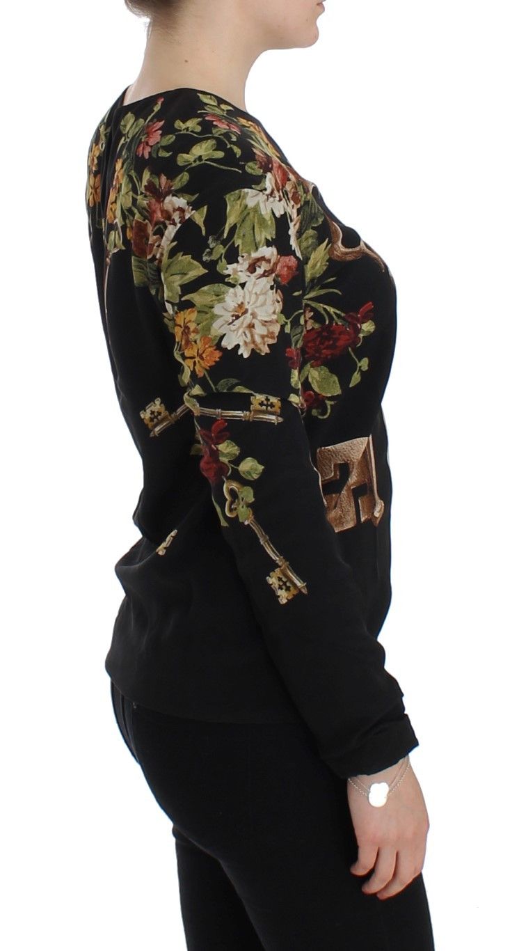 Dolce & Gabbana Elegant Medieval Print Silk Women's Blouse Size XS / US 0-2 / IT 36-38 - 4 Thumbnail