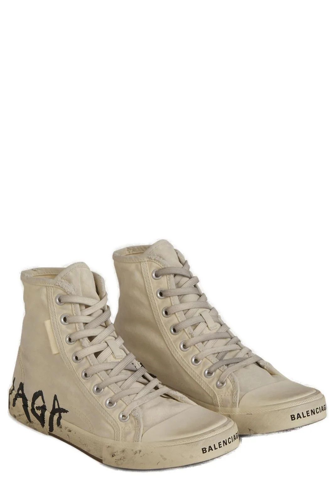 Balenciaga Paris High Top Dirty Effect Graffiti Sneaker in White Size US 11 / EU 44 - 3 Thumbnail