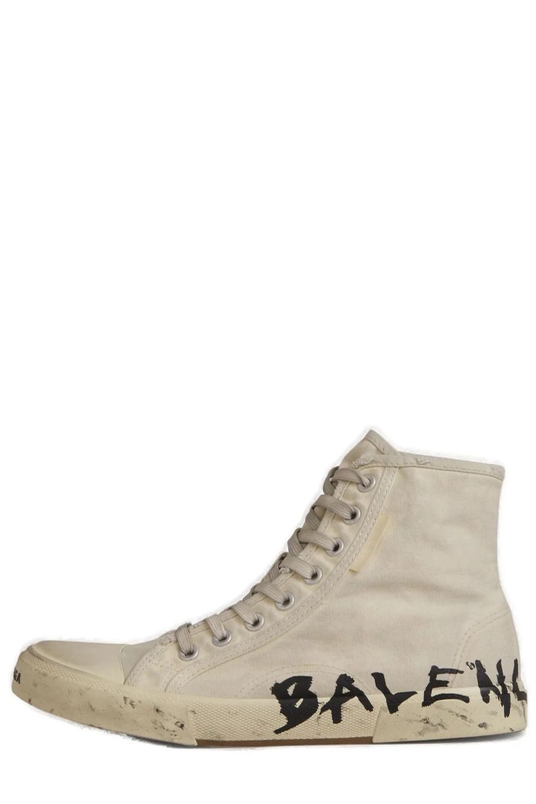 Balenciaga Paris High Top Dirty Effect Graffiti Sneaker in White Size US 12 / EU 45 - 2 Thumbnail