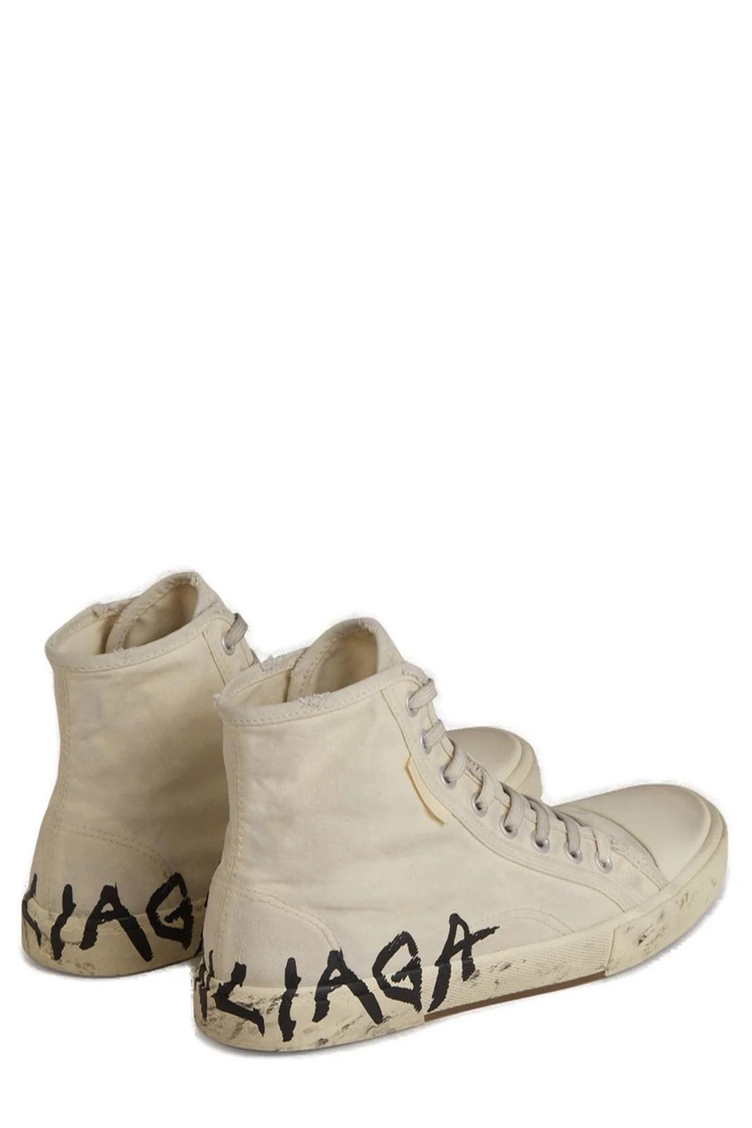 Balenciaga Paris High Top Dirty Effect Graffiti Sneaker in White Size US 12 / EU 45 - 4 Thumbnail