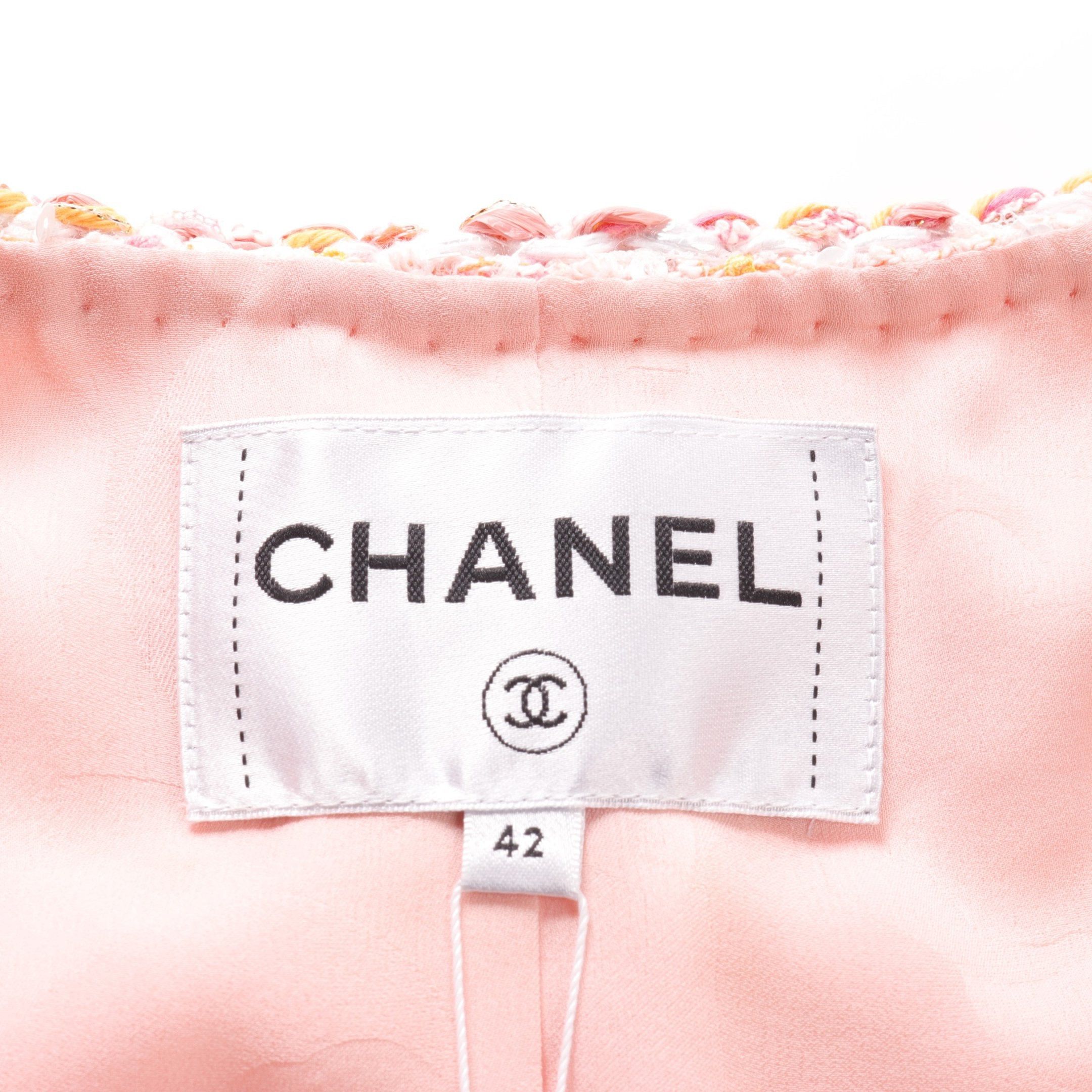 Chanel Chanel Collarless Tweed Coat Sequin Nylon Cotton Pink Multicolor Size ONE SIZE - 3 Thumbnail