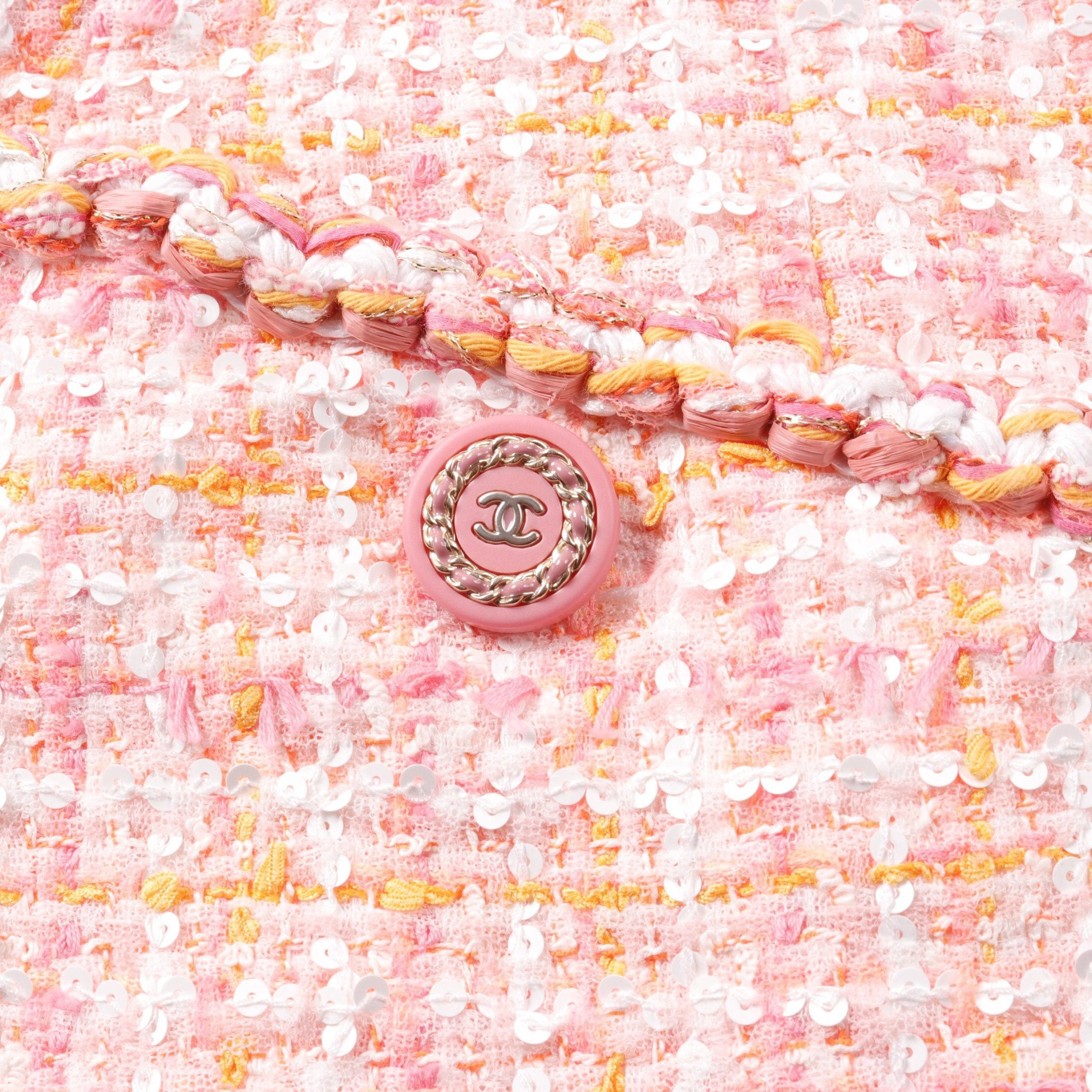 Chanel Chanel Collarless Tweed Coat Sequin Nylon Cotton Pink Multicolor Size ONE SIZE - 7 Thumbnail