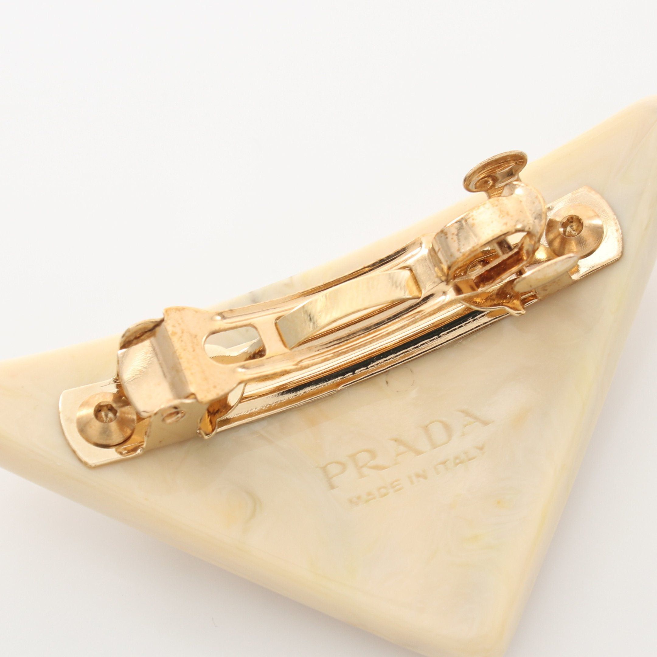 Prada Prada Triangle Logo Barretta Gp Rhinestone Beige Size ONE SIZE - 4 Thumbnail