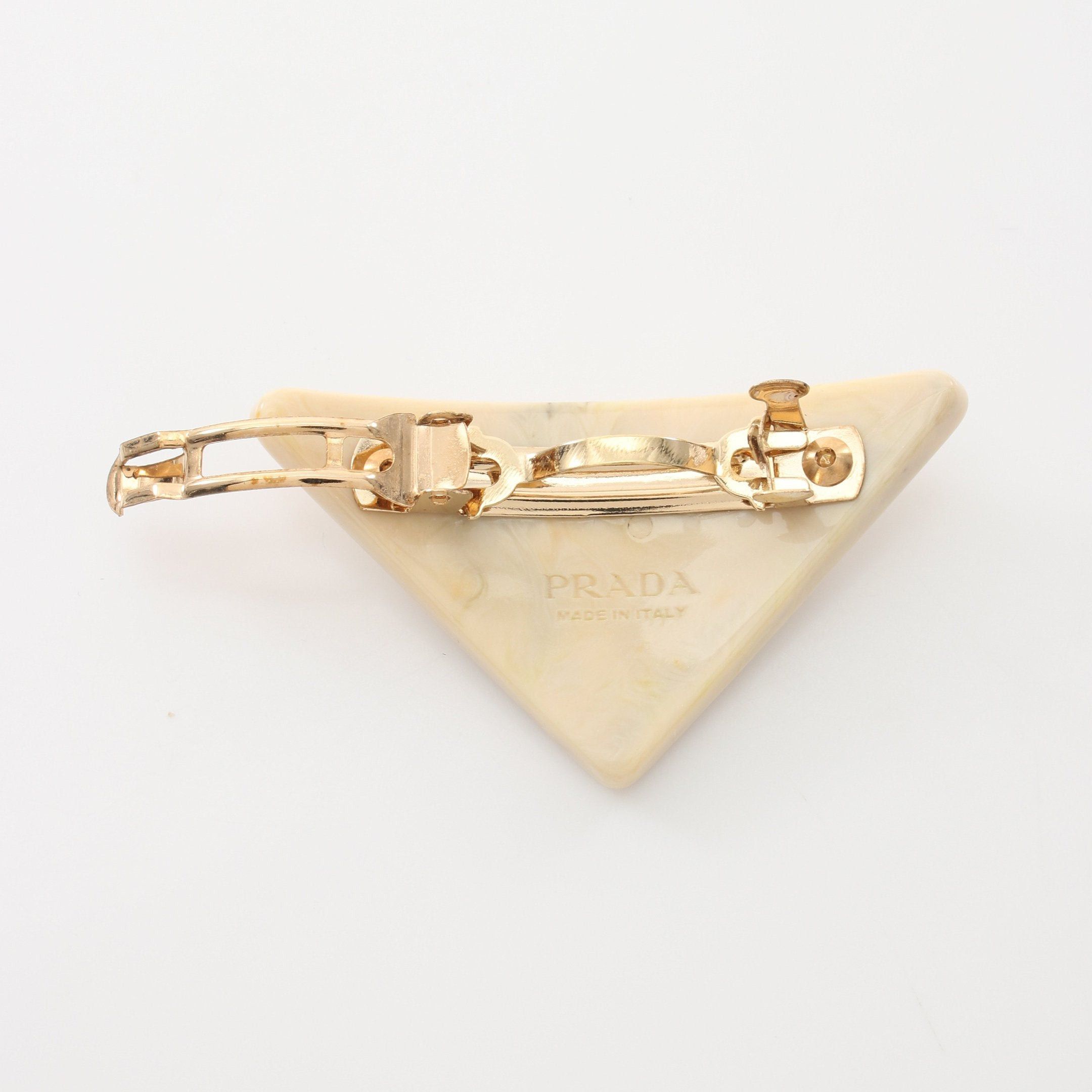 Prada Prada Triangle Logo Barretta Gp Rhinestone Beige Size ONE SIZE - 2 Thumbnail