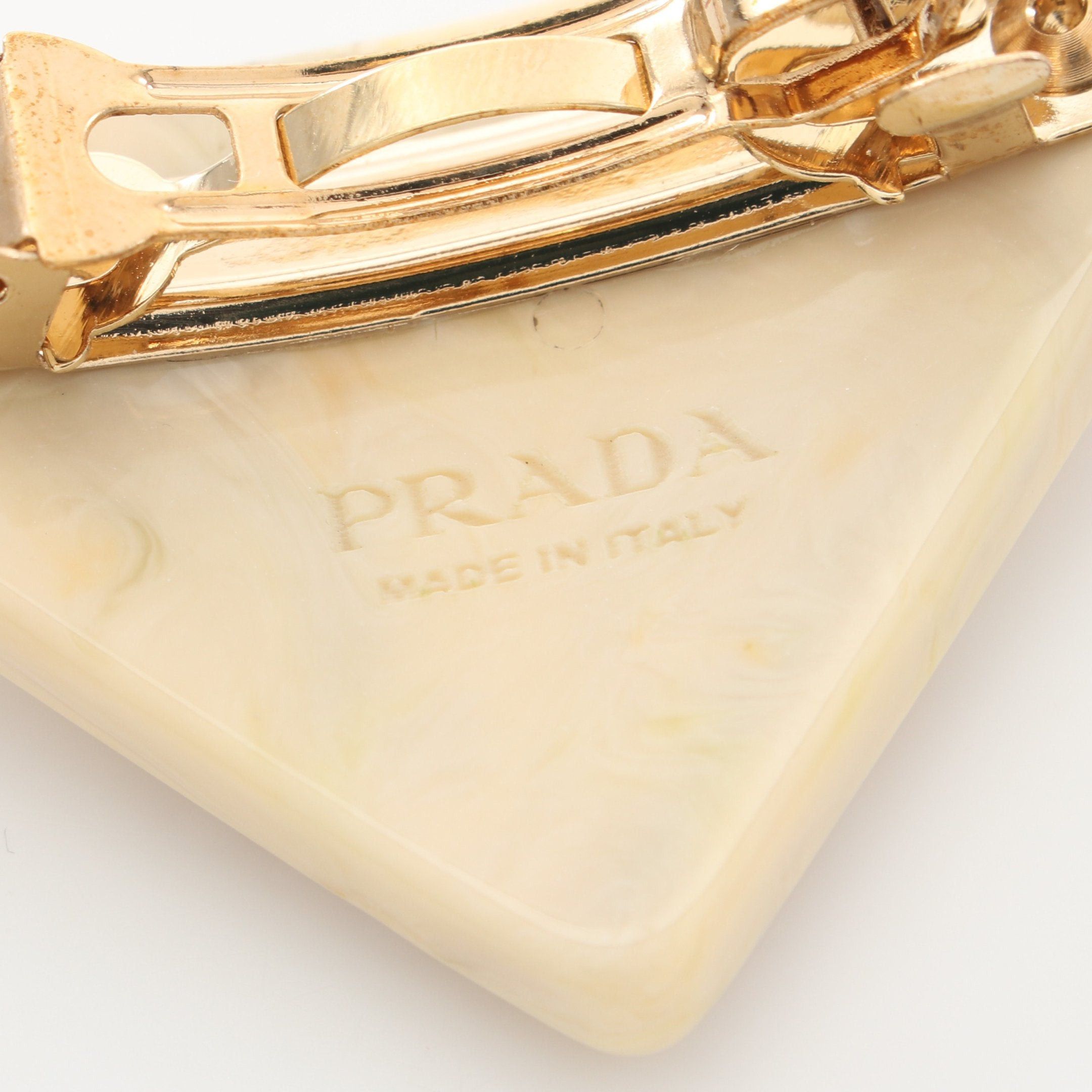 Prada Prada Triangle Logo Barretta Gp Rhinestone Beige Size ONE SIZE - 3 Thumbnail