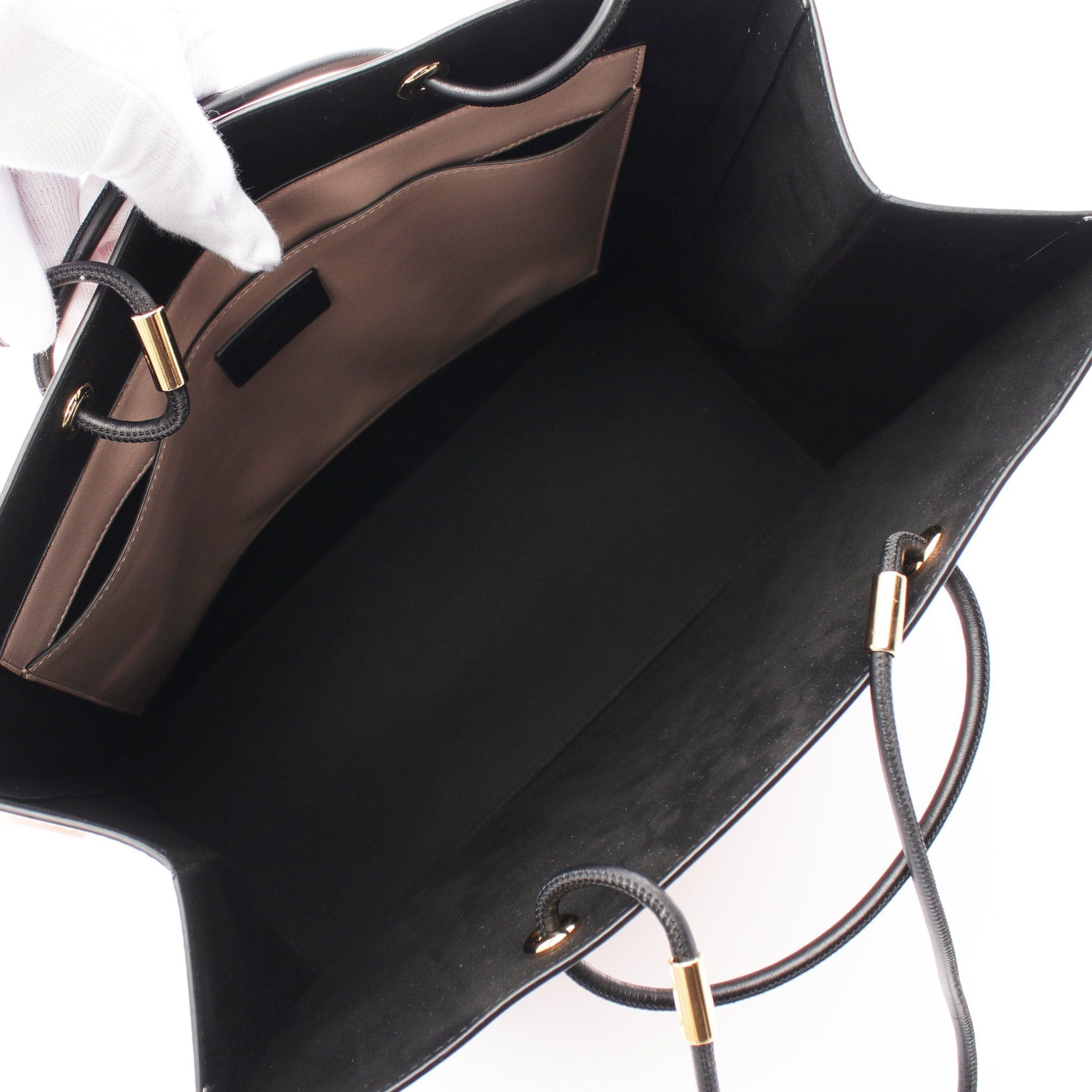 Fendi Fendi Fendi Bag Medium Shopping Shoulder Tote Leather Pink Beige Black Size ONE SIZE - 3 Thumbnail
