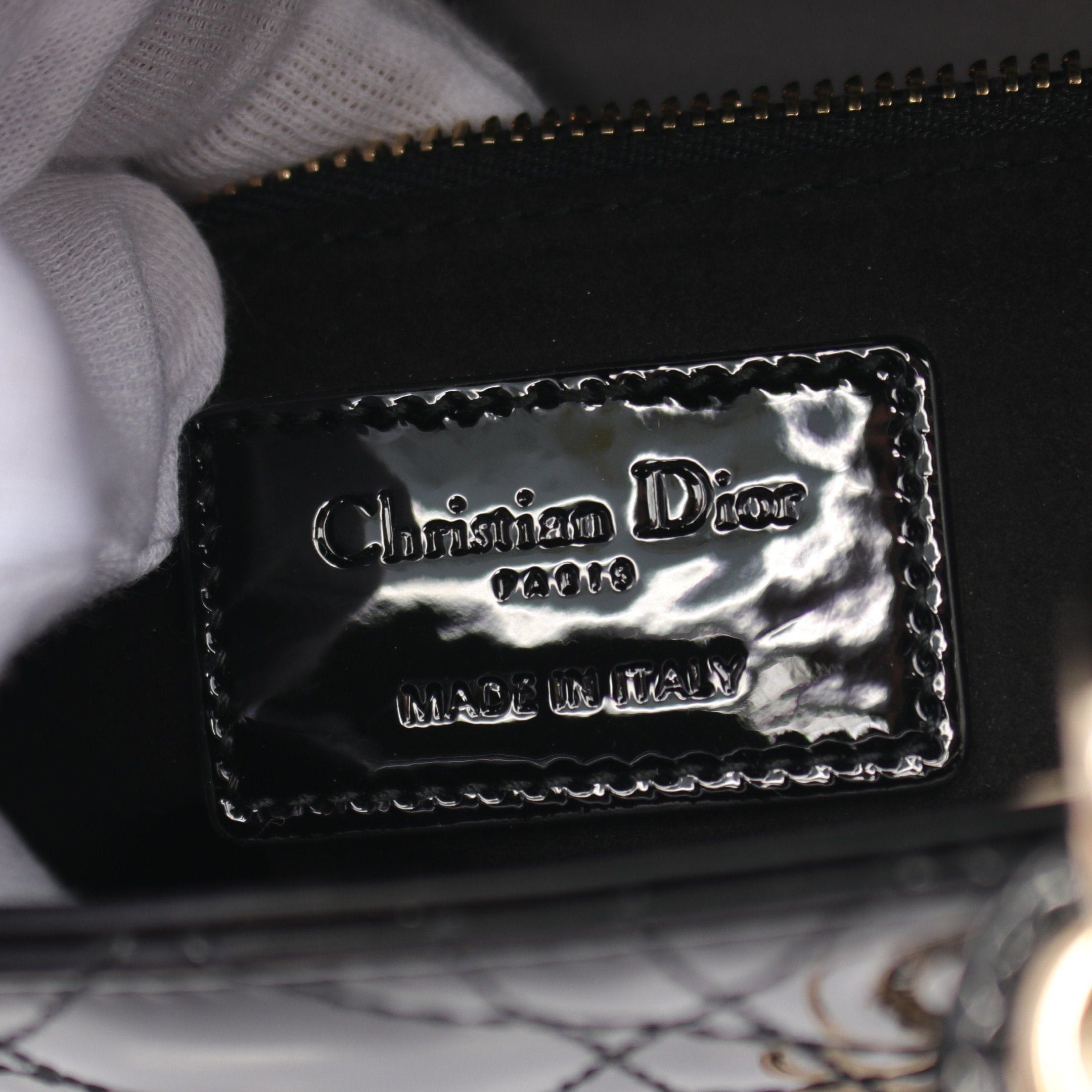 Dior Dior Lady Dior Small Canage Handbag Patent Leather Black Size ONE SIZE - 4 Thumbnail
