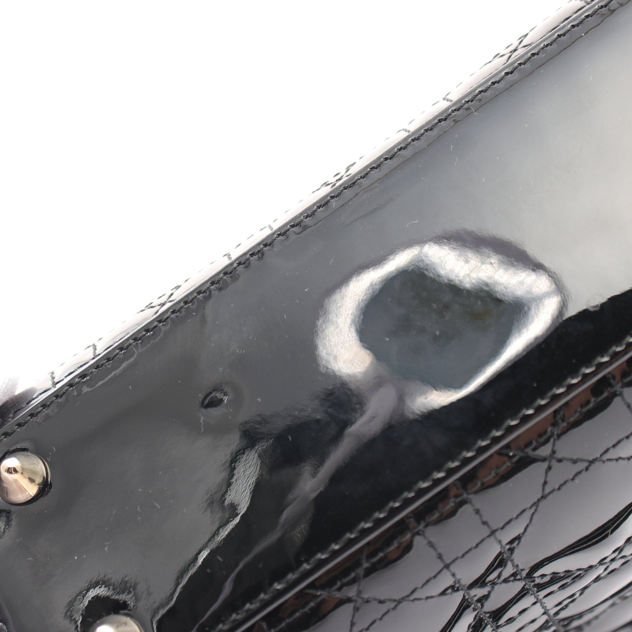Dior Dior Lady Dior Small Canage Handbag Patent Leather Black Size ONE SIZE - 7 Thumbnail