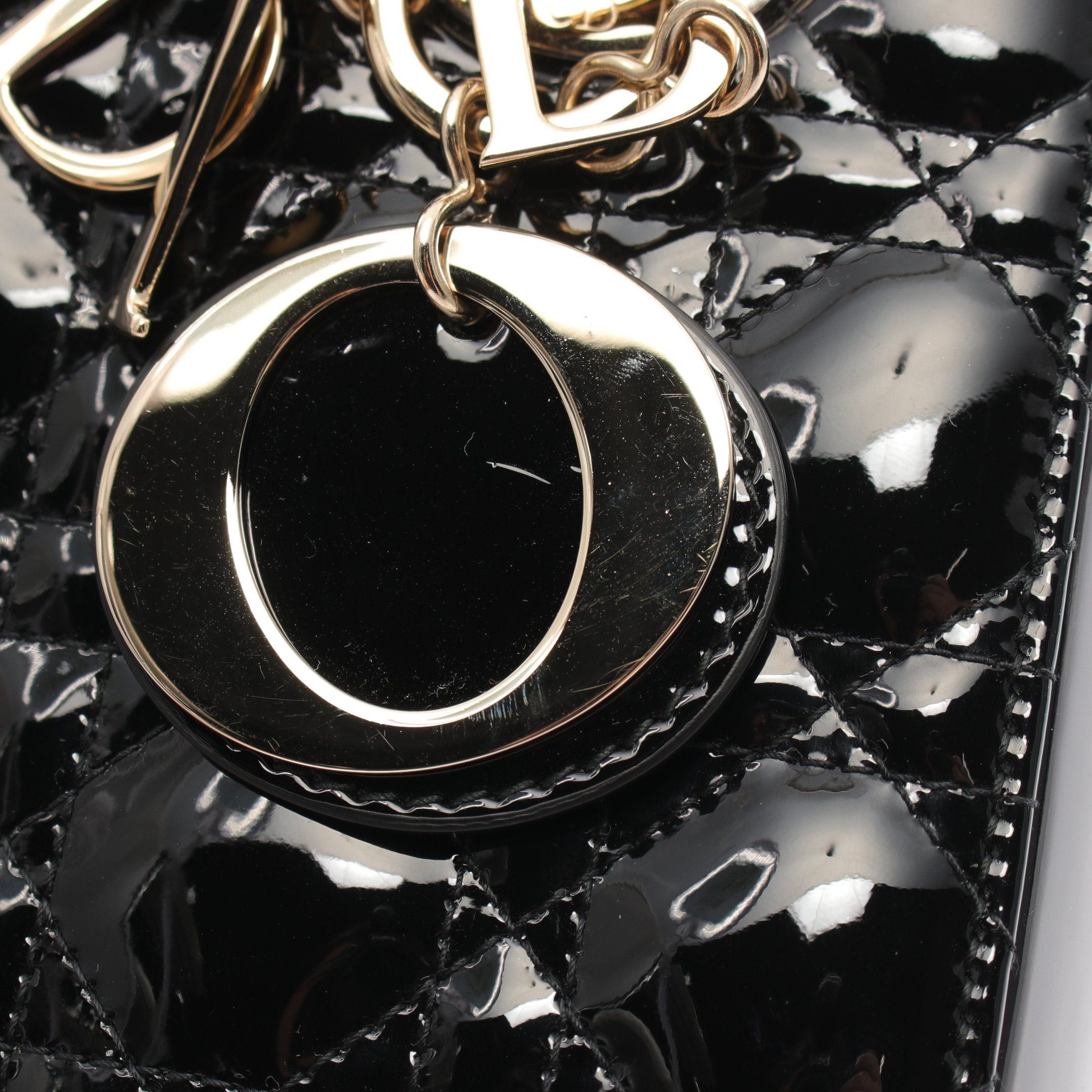 Dior Dior Lady Dior Small Canage Handbag Patent Leather Black Size ONE SIZE - 5 Thumbnail