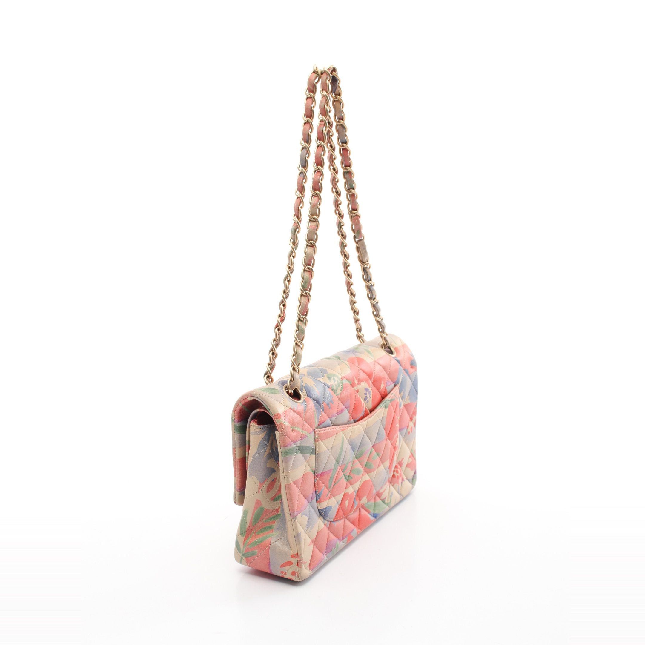 Chanel Chanel Matelasse Double Flap Chain Shoulder Bag Flower Print Lambskin Beige Multicolor Gold Hardware Size ONE SIZE - 2 Thumbnail