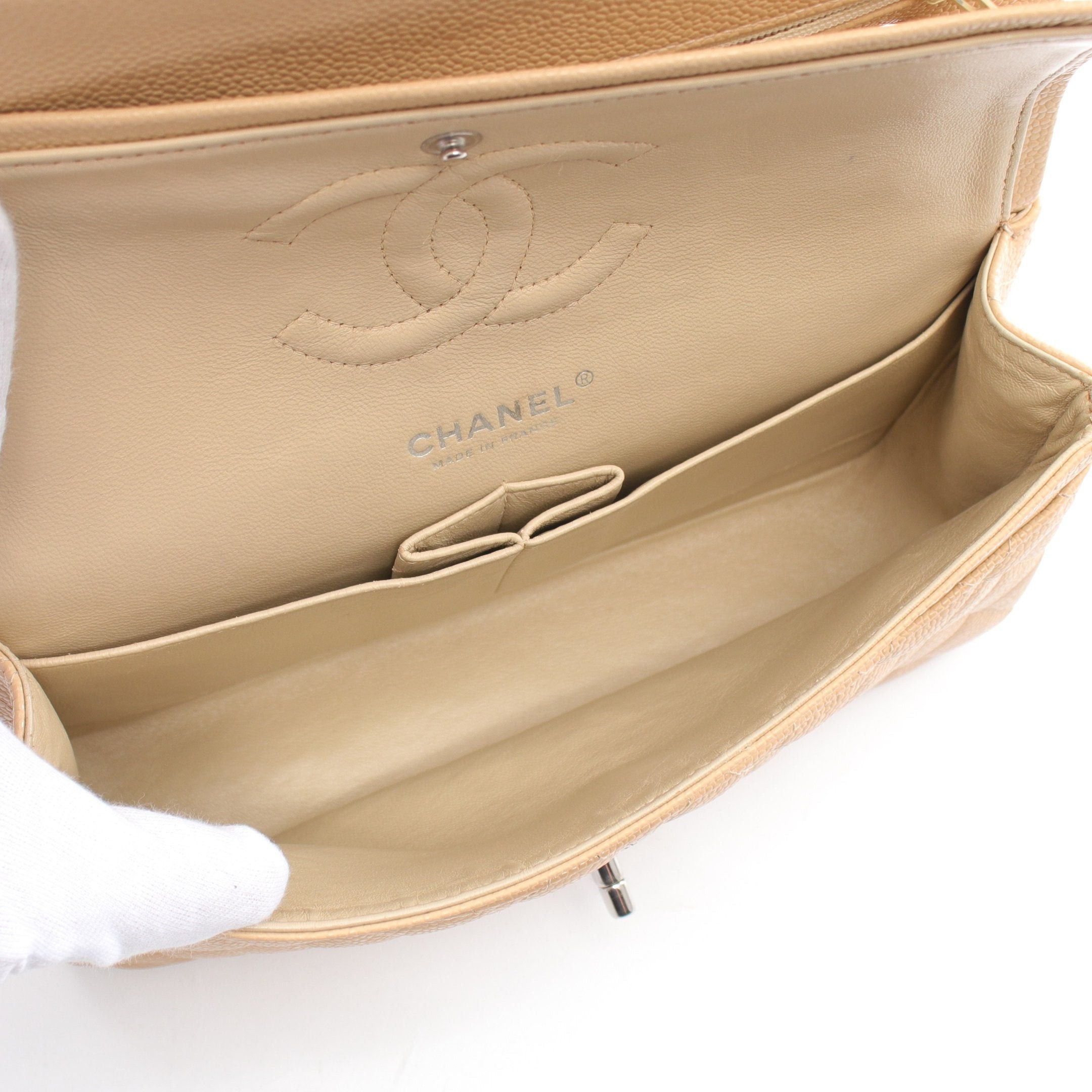 Chanel Chanel Matelasse Double Flap Chain Shoulder Bag Caviar Skin Beige Silver Hardware Size ONE SIZE - 3 Thumbnail